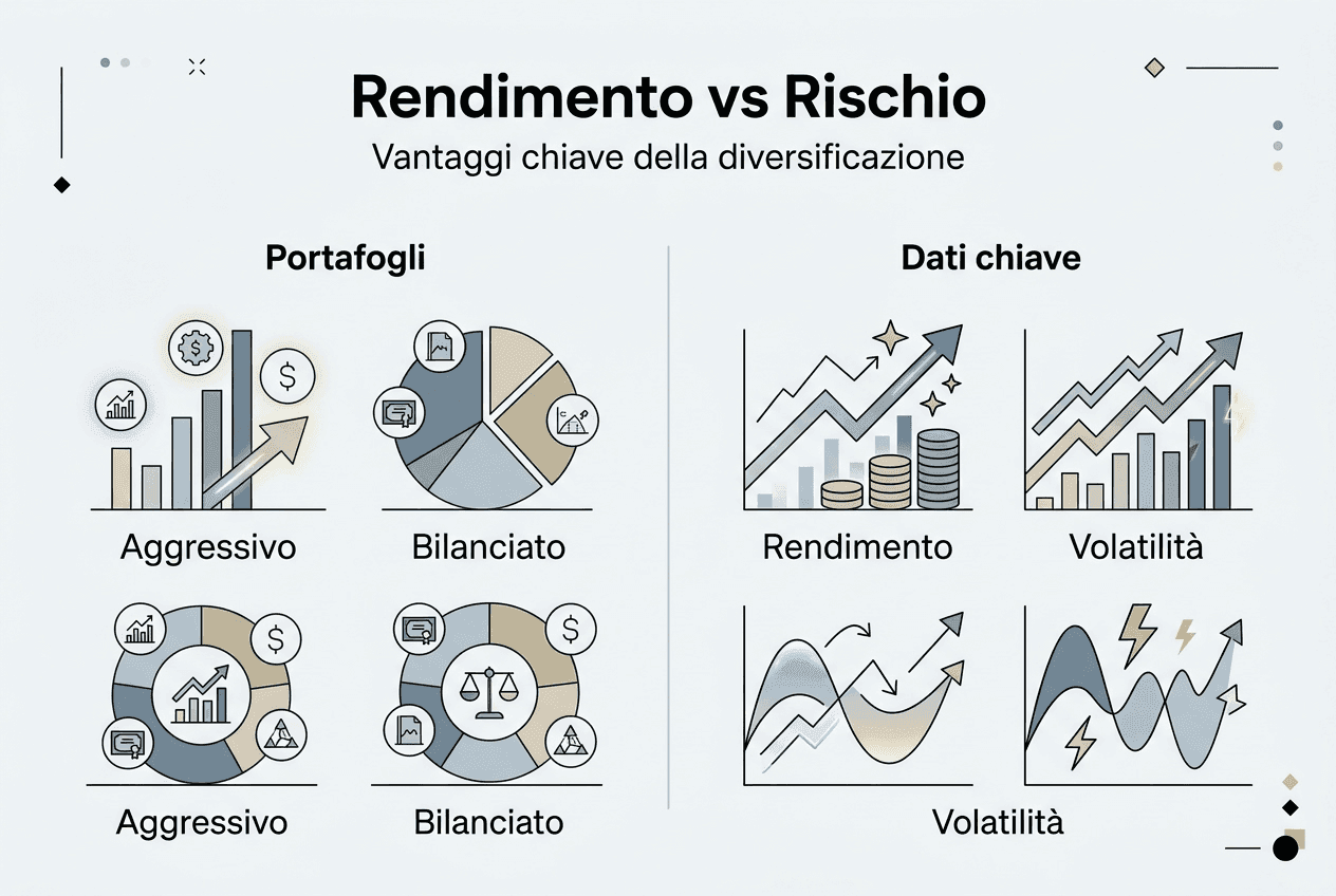 Infografica: confronto tra portafogli per rischio e rendimento