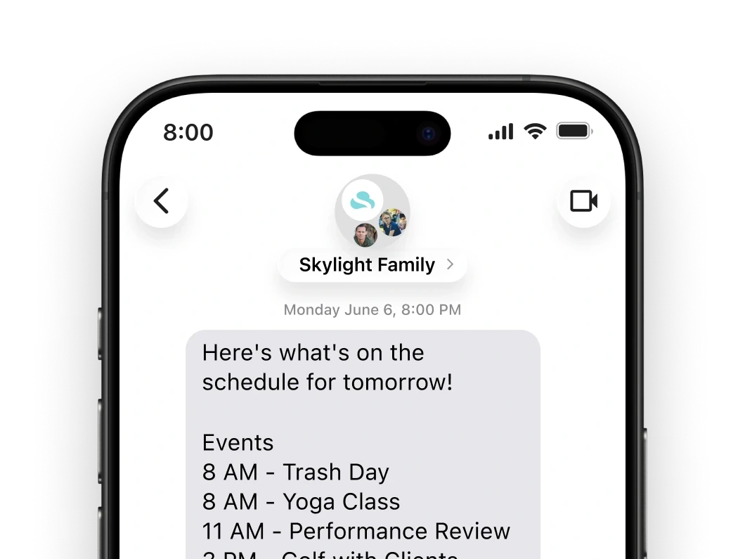 Skylight Assistant daily rundown text
