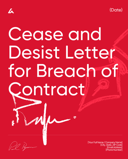 Cease and Desist Letter for Breach of Contract