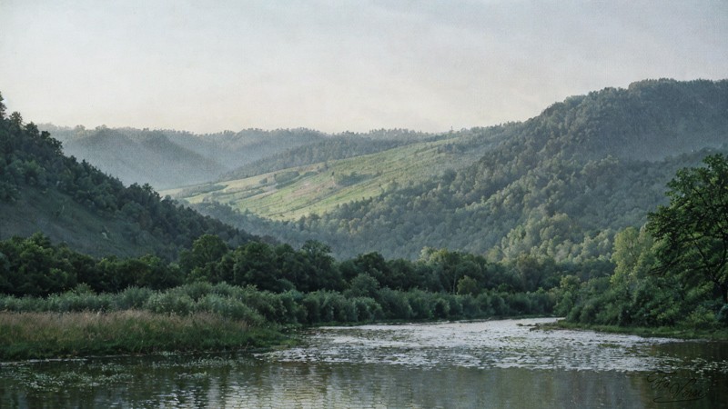 Sacred artwork by Faith and Verse. © Faith and Verse, 2025. All rights reserved. Broad view of the Vltava River valley in Bohemia—calm water winding through wooded hills and layered green slopes under soft light, evoking the landscape through which the early cult of Saint Norbert and the first Premonstratensian communities spread in the decades following his death, before formal canonization.