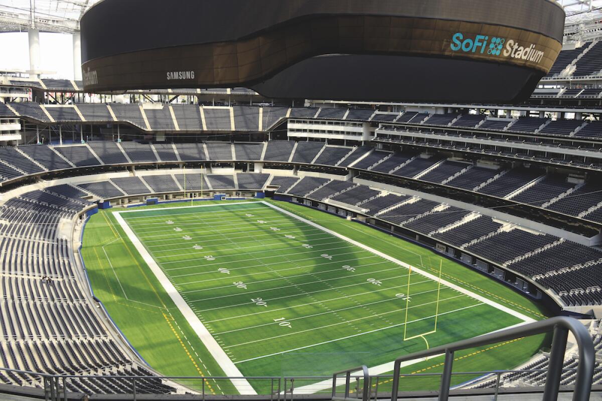 SoFi Stadium is replicated within a virtual realm for experience and operational strategies