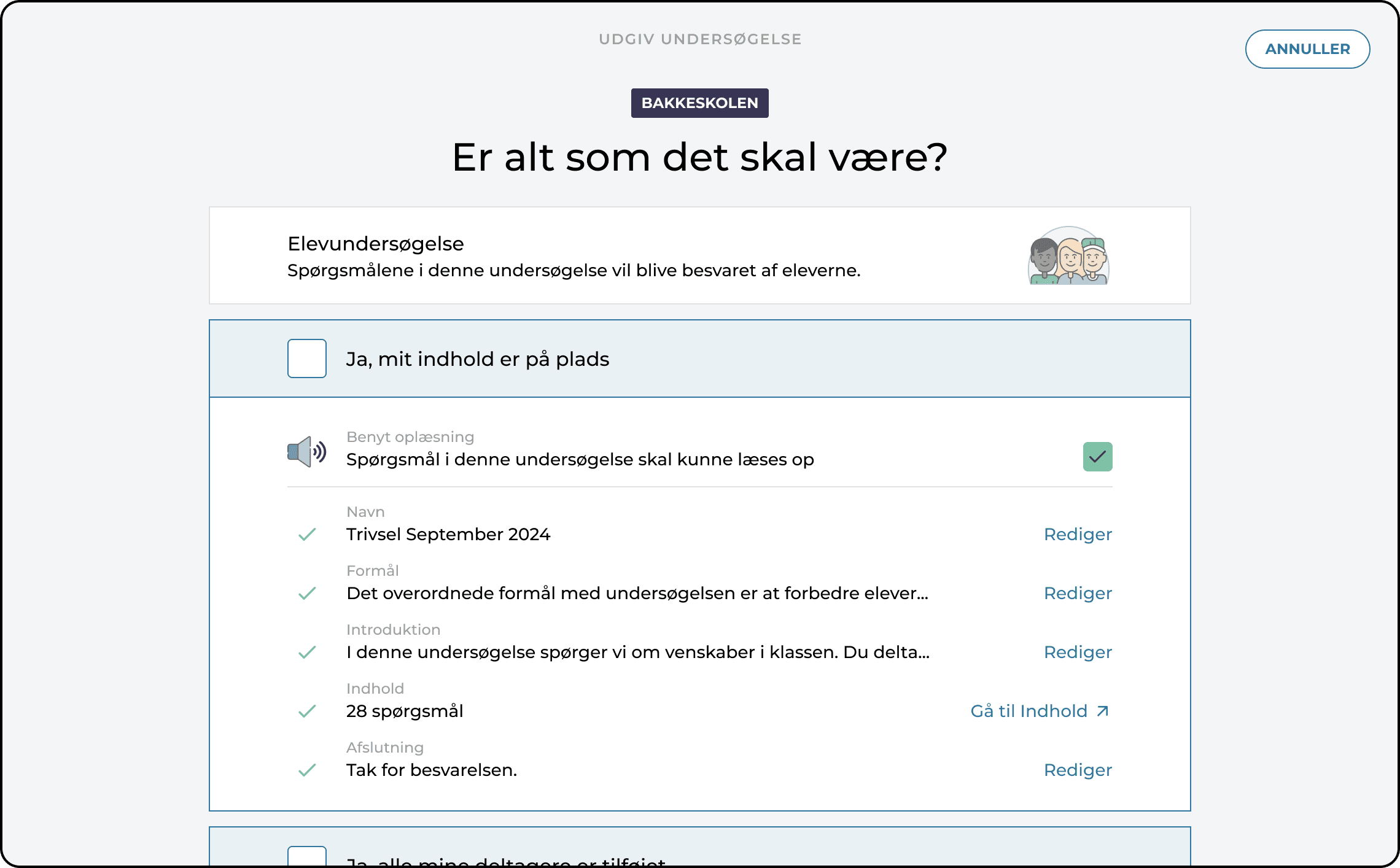 Klassetrivsel Publish Survey