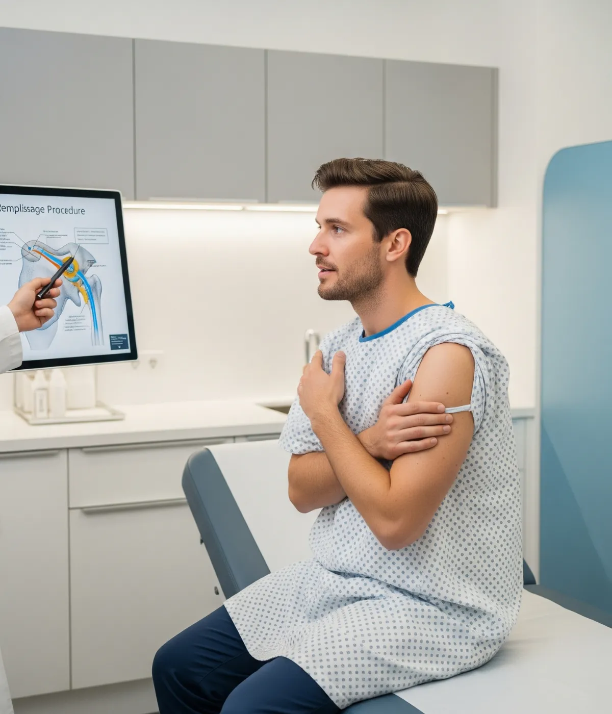 Explaining the remplissage procedure to a patient.