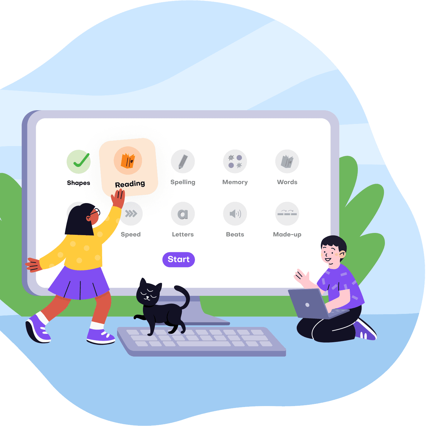 Students taking the digital Talamo dyslexia test