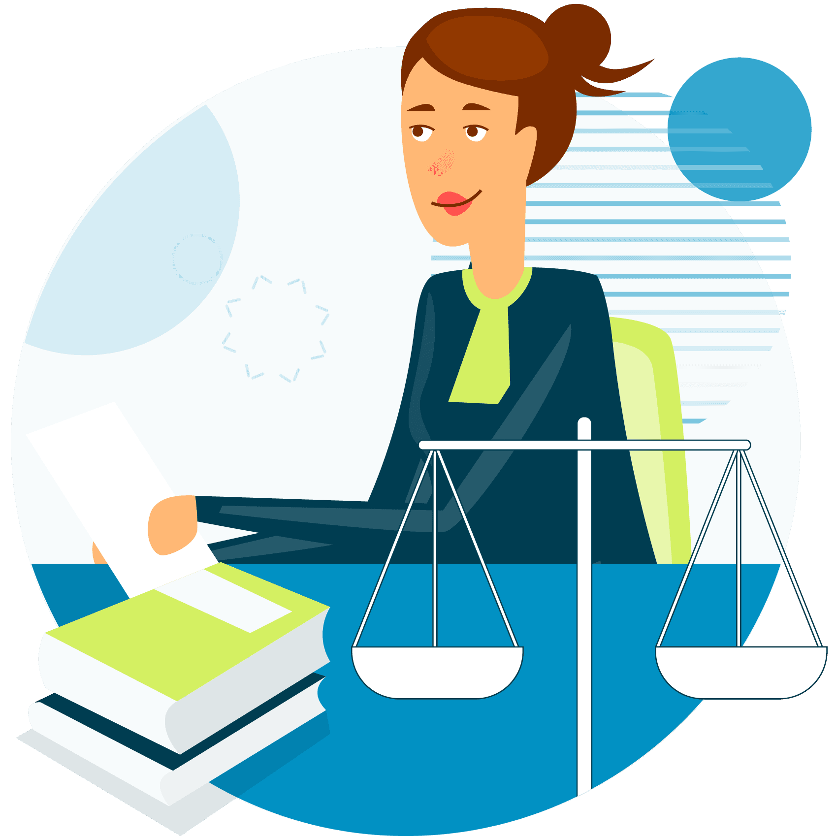 Professionista alla scrivania che verifica la conformità normativa aziendale con Fluida