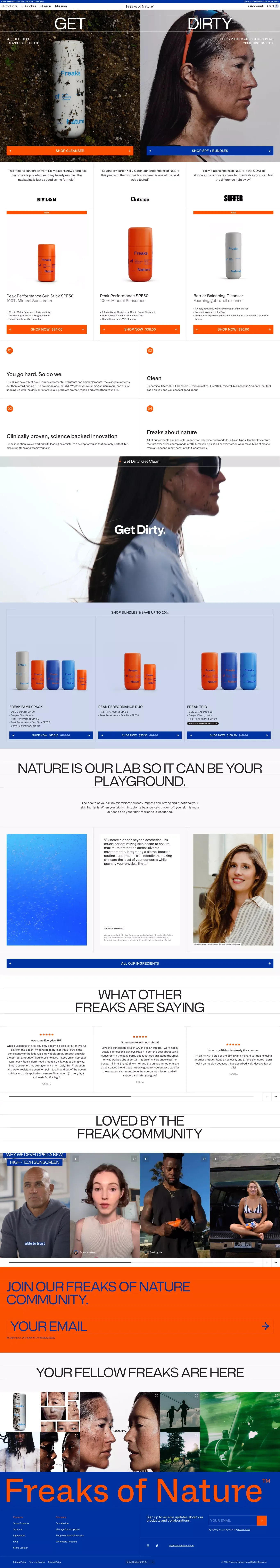 Freaks of Nature ecommerce page screenshot showcasing Beauty and Ecommerce design