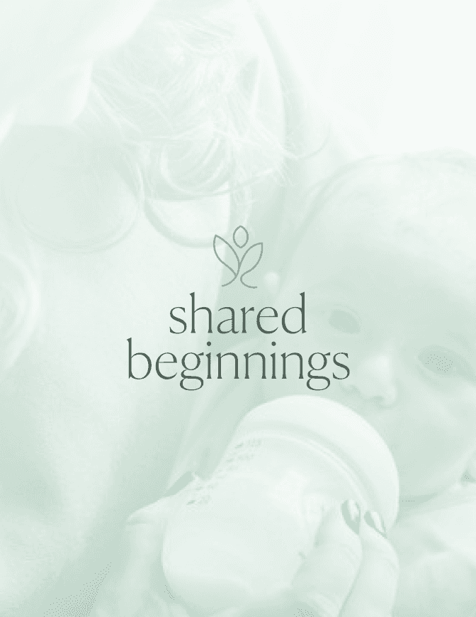 Shared Beginnings logo atop baby photo