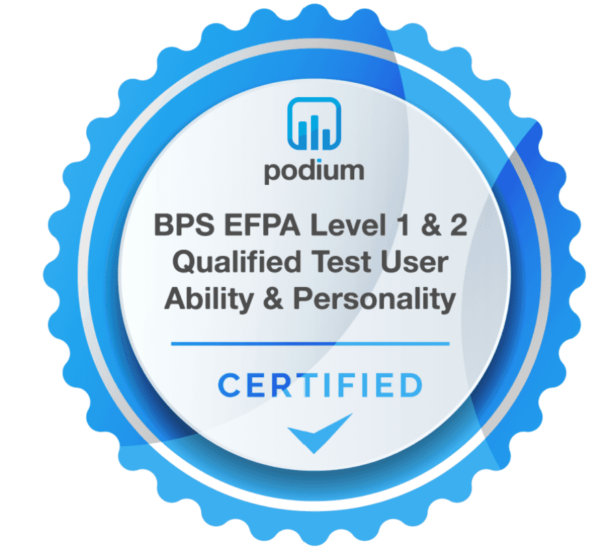 Podium BPS EFPA Level 1 & 2 Qualified Test User certificate