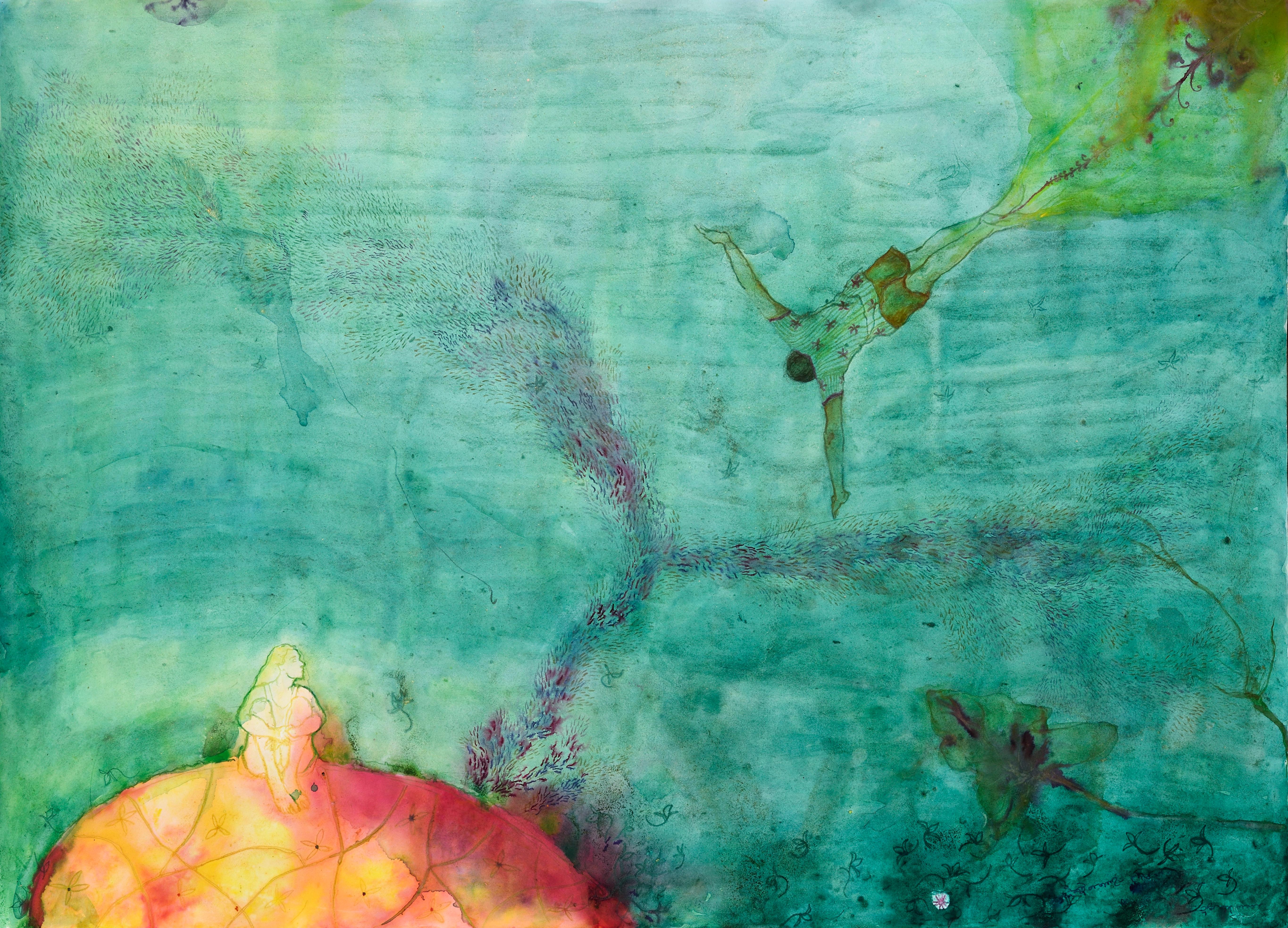 herd of sheep on road painting