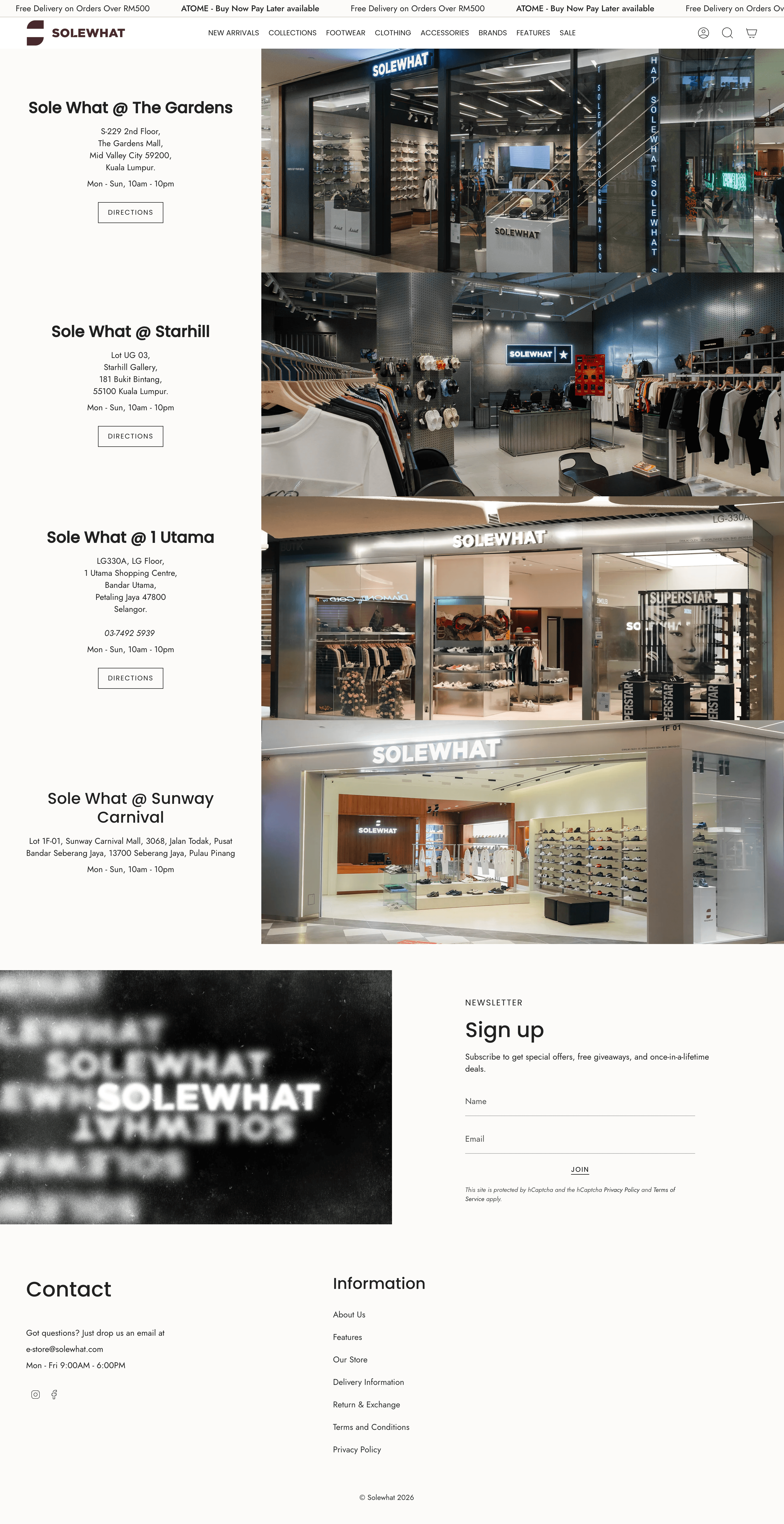 The location page with navigation redirects.
