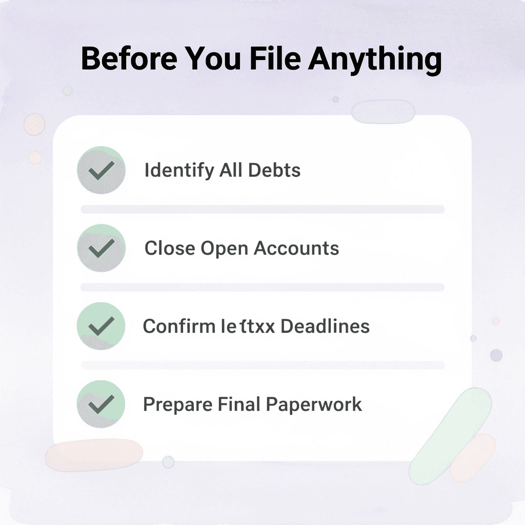 Checklist infographic showing five key steps founders must complete before filing LLC dissolution in Indiana