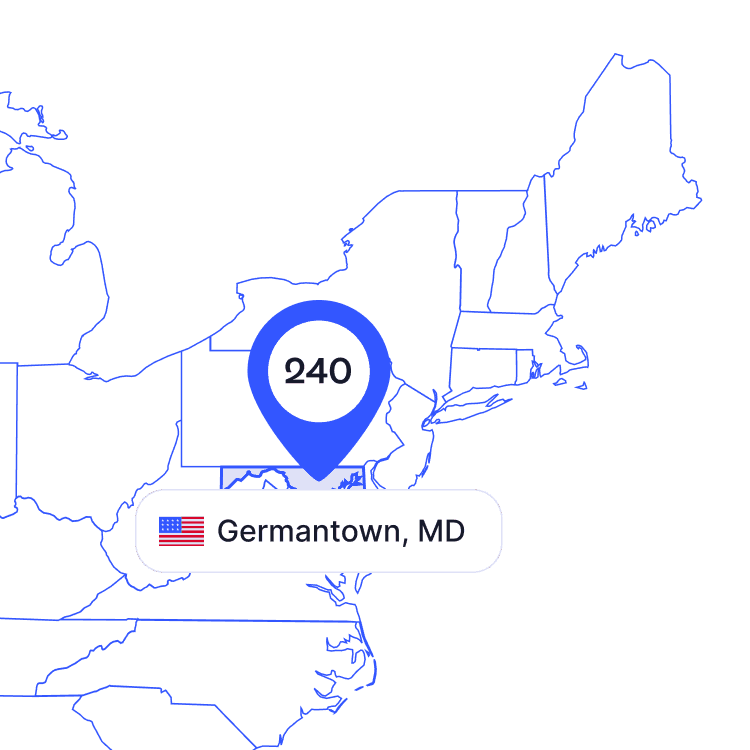 US map of 240 area code phone numbers and its coverage region