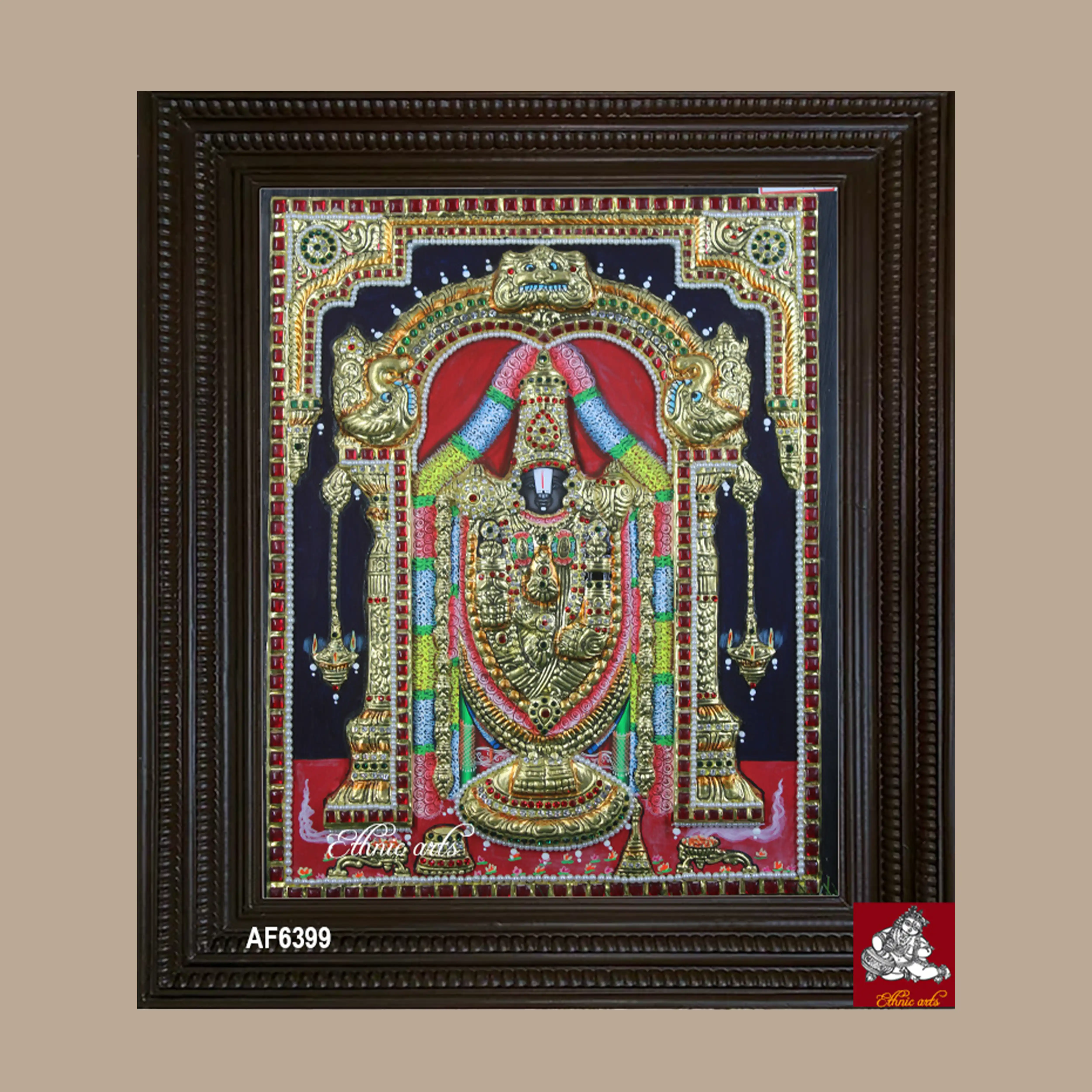 Tanjore painting of Lord Balaji (Tirupati Venkateswara)