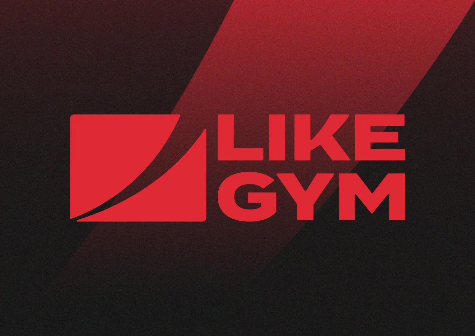 Like Gym brand identity cover on dark red background