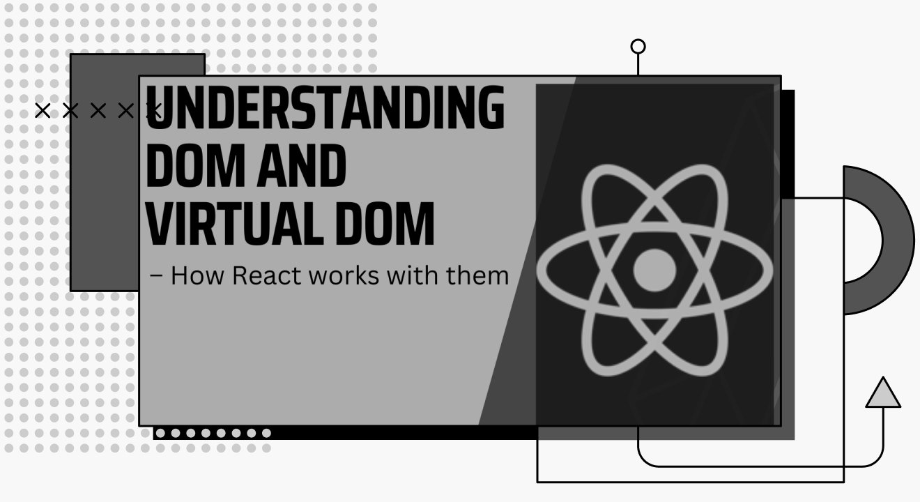 decorative cover image with title understanding dom and virtual dom