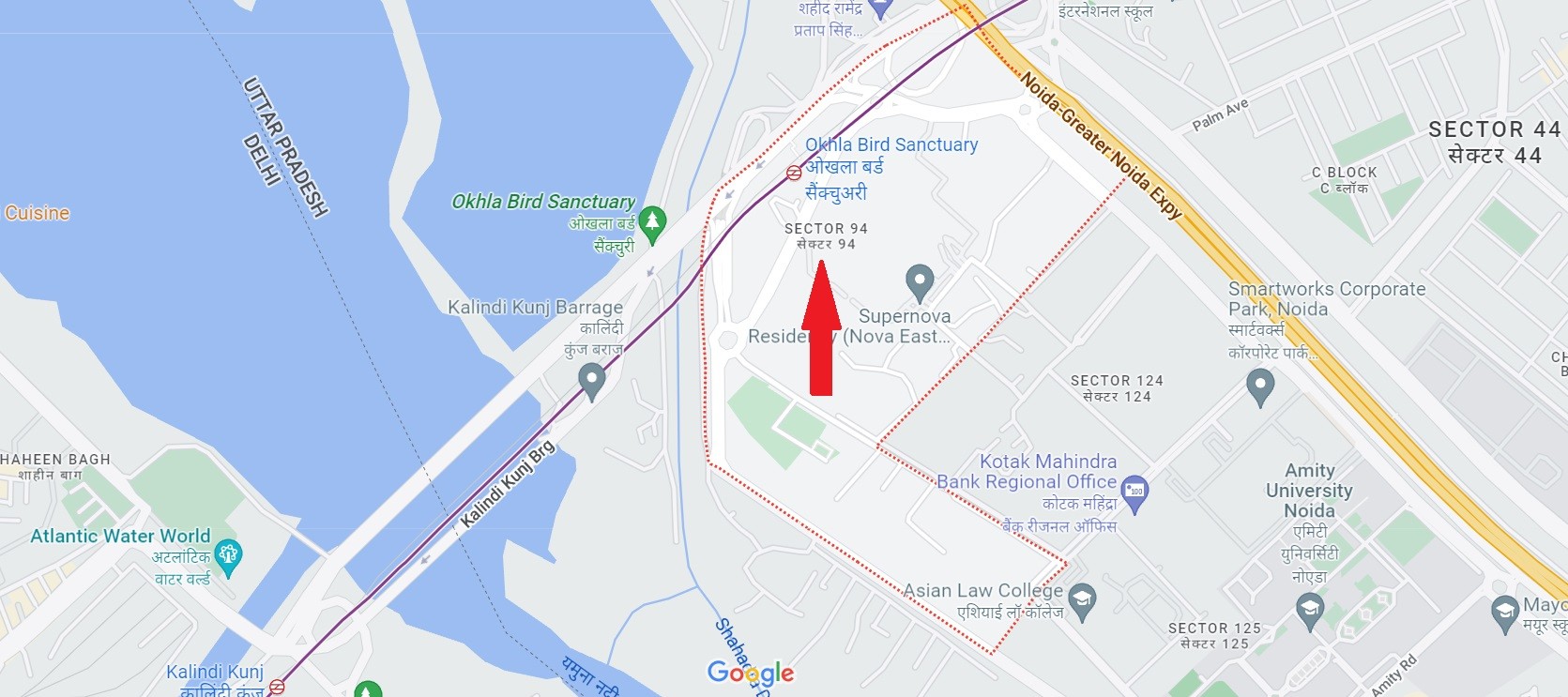 Smart World Sector 94, Noida Location Map