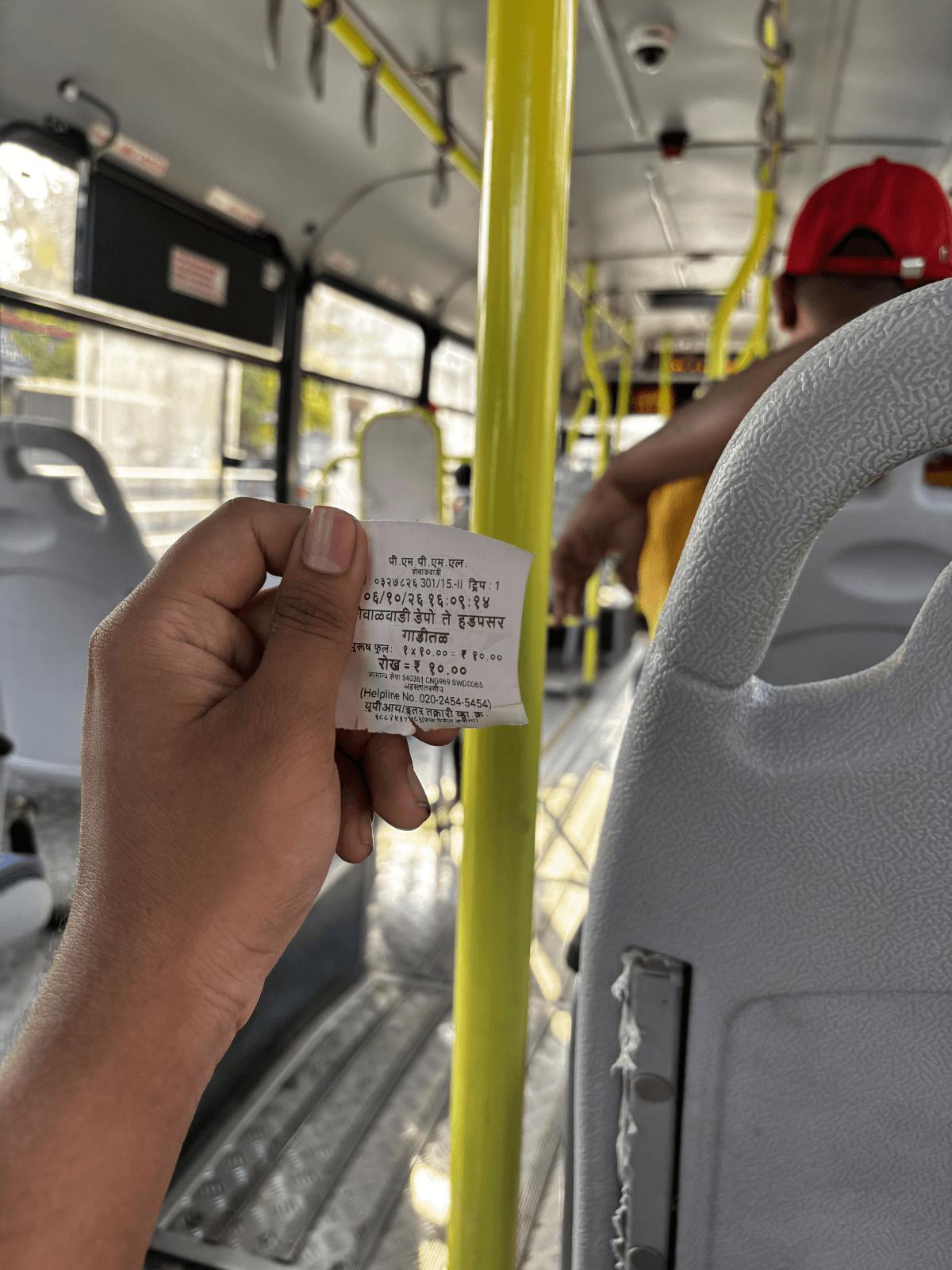 Inside the bus on my field visit