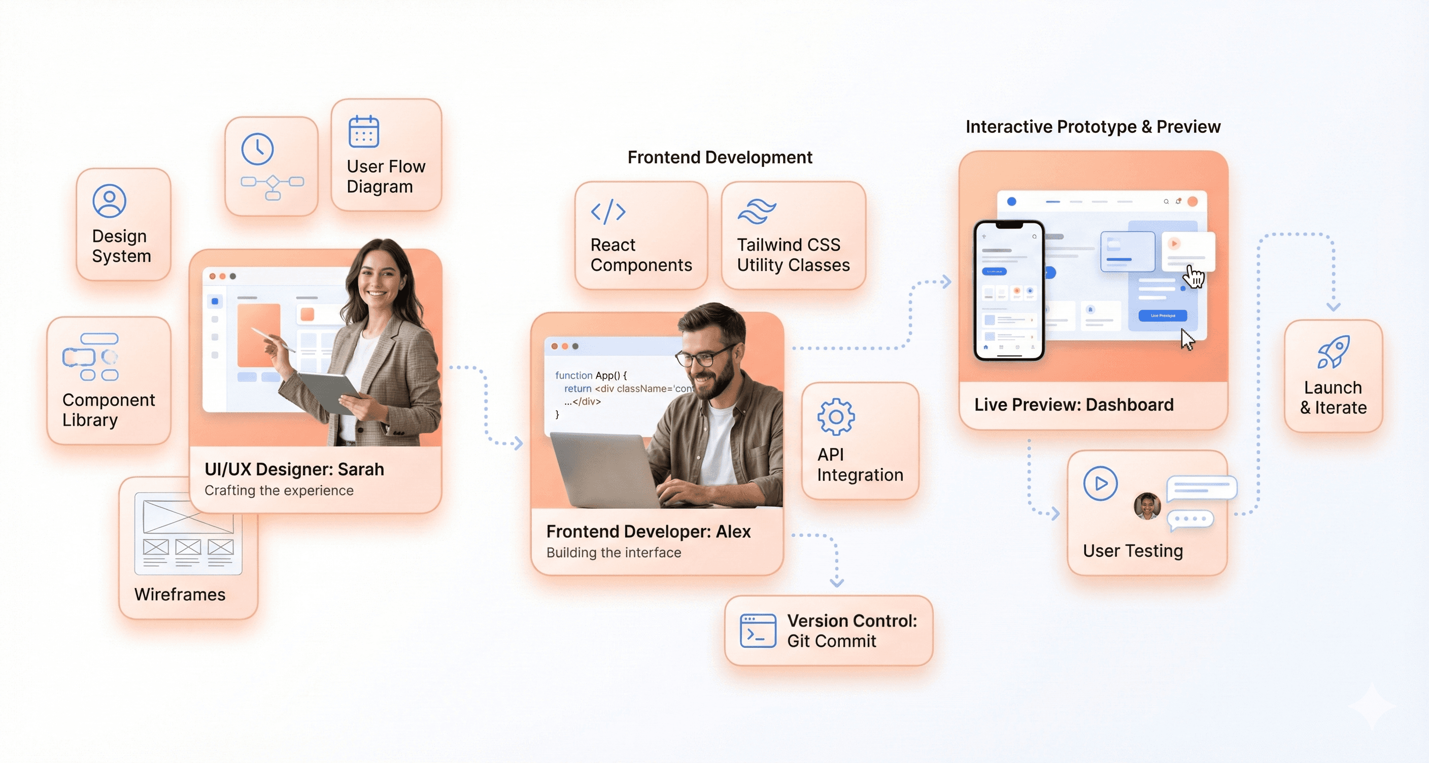 Design-to-code workflow showing Figma Make designs converting into interactive prototypes and frontend-ready code using Gemini 3 Pro