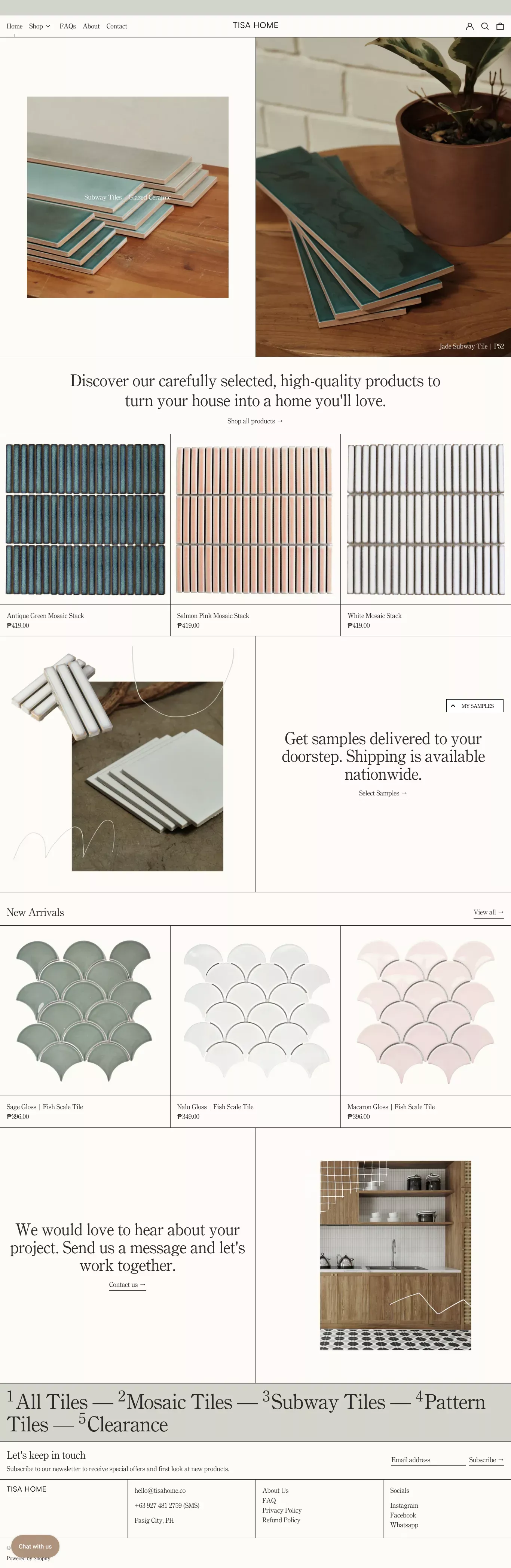 TISA HOME Online Store– Tisa Home ecommerce page screenshot showcasing Design and Furniture & Interiors design