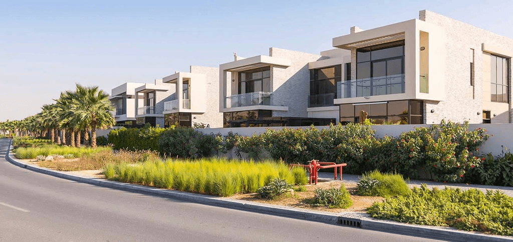 Modern villa located in the heart of Dubai, specifically in Phoenix, DAMAC Hills, showcasing contemporary architecture.