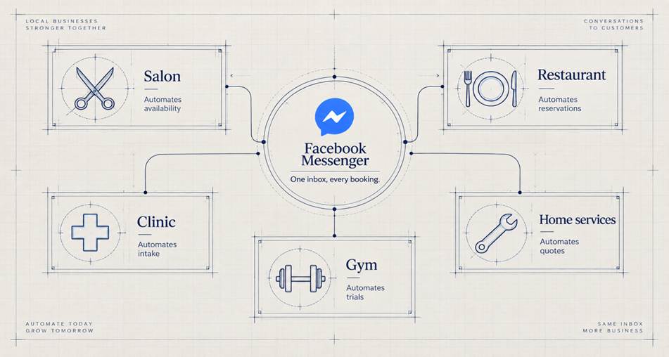 Facebook Messenger automation for local business answering availability, pricing and booking questions instantly in 2026