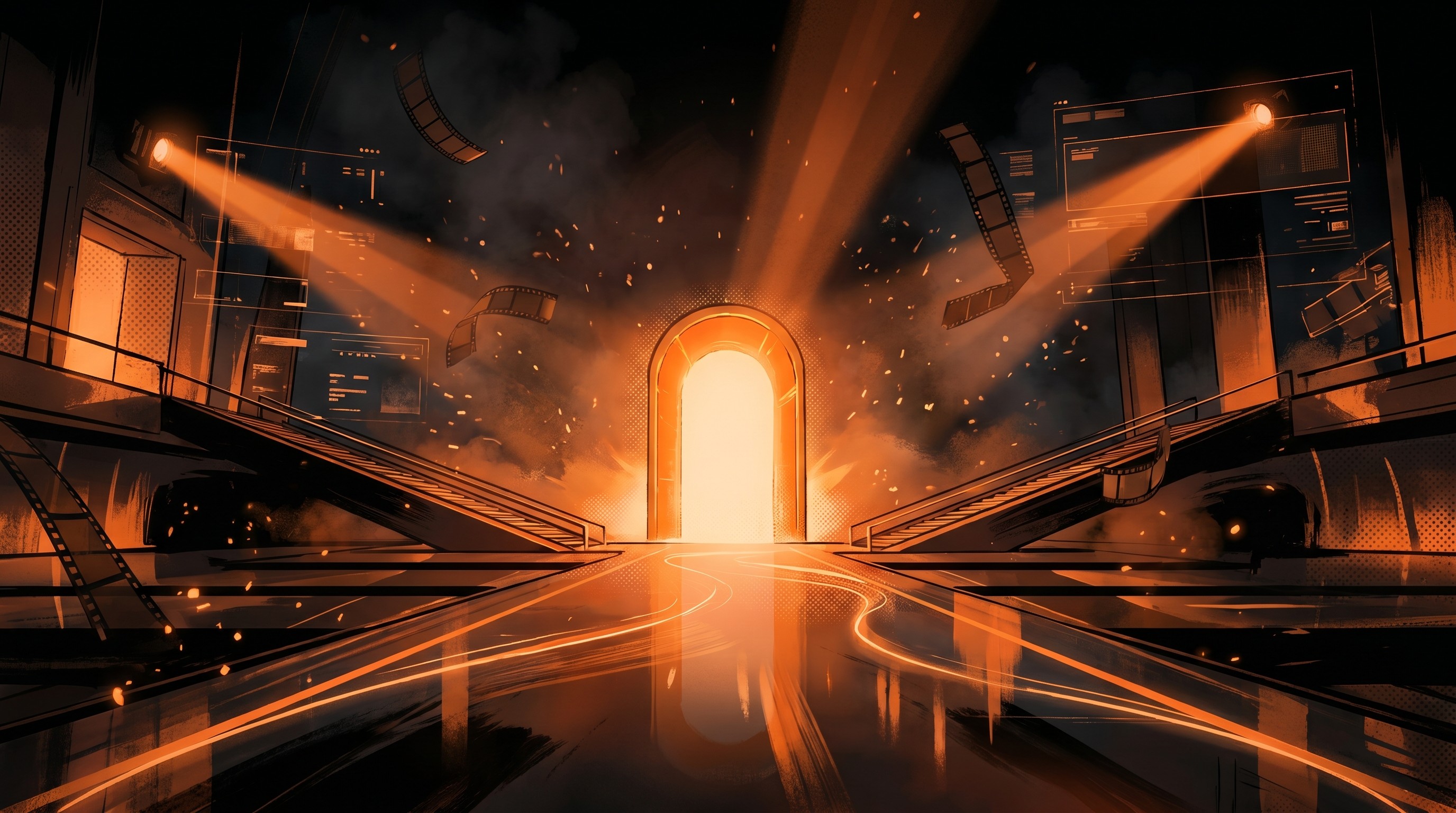 Orange red folders background