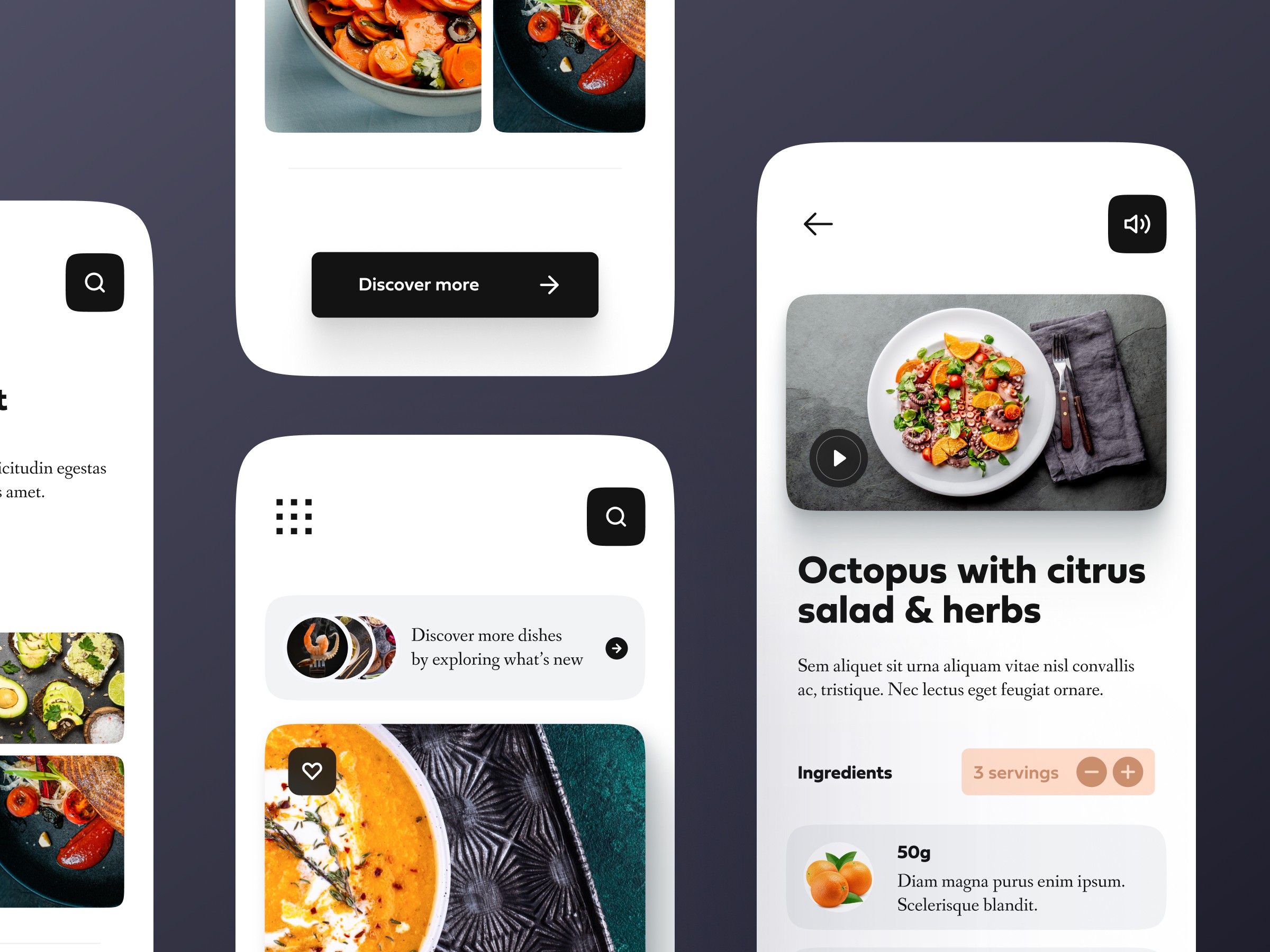 mobile app ui for restaurant and recipes figma free