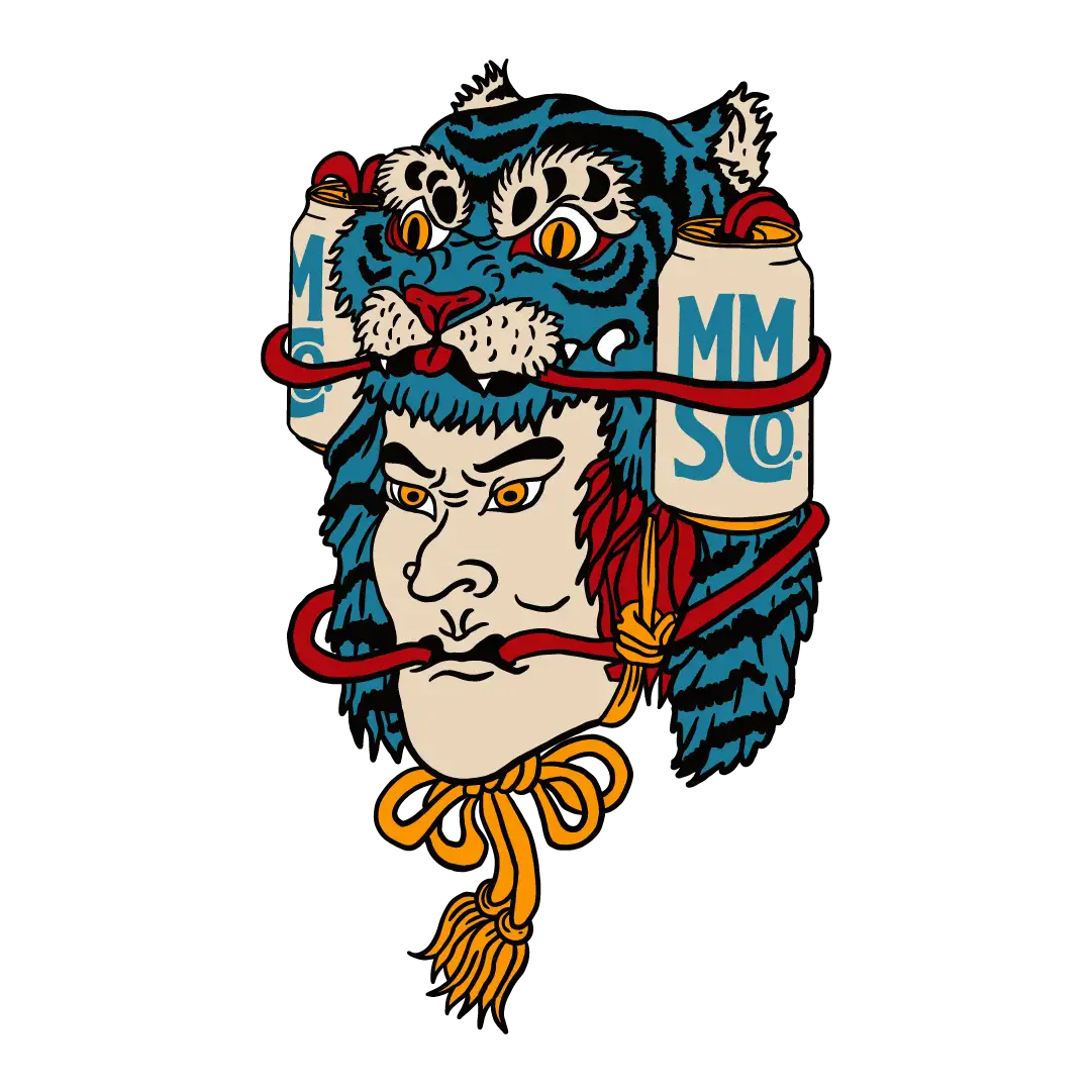 Mythical Mix Tiger Soda Hat Samurai Illustration