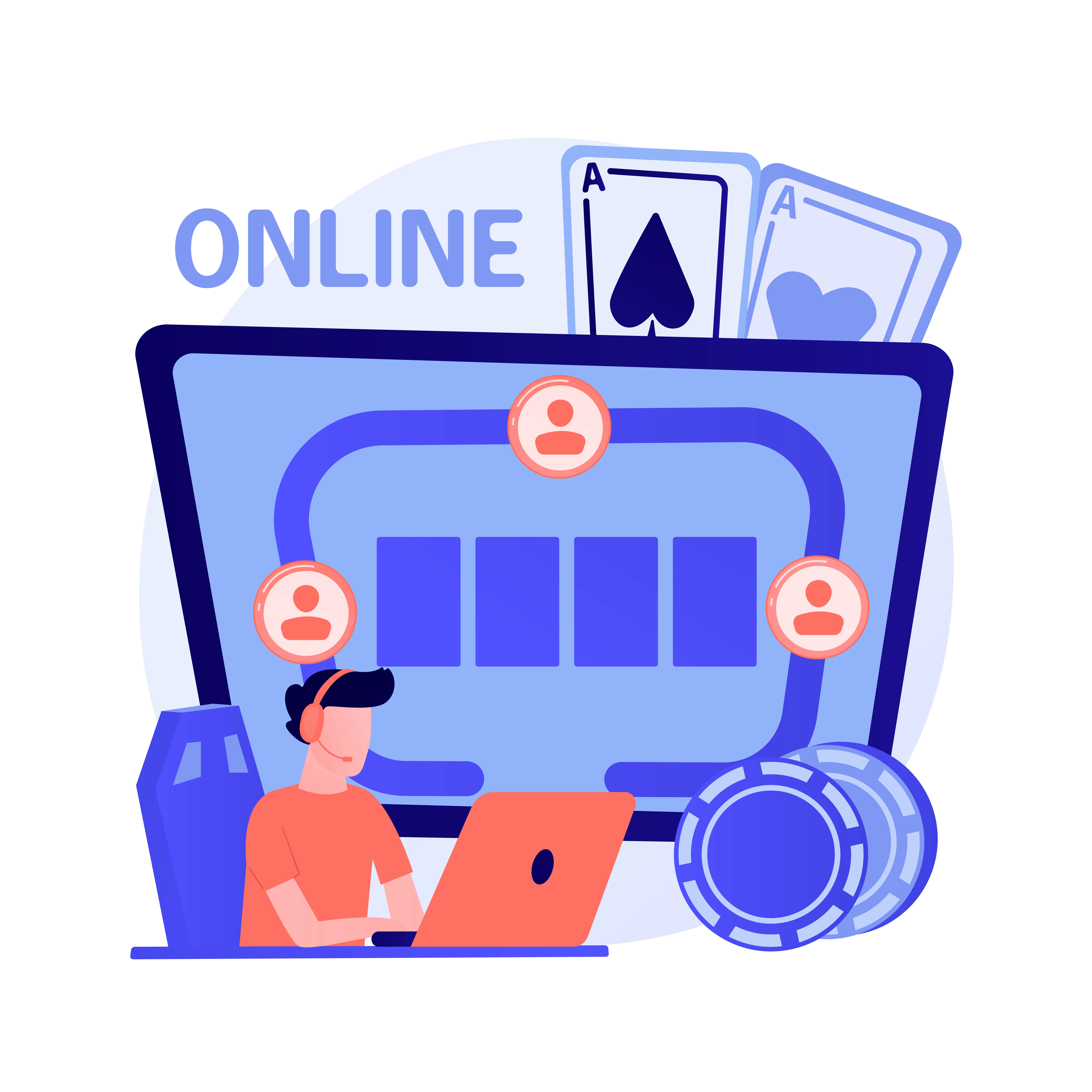 Person playing poker online illustration