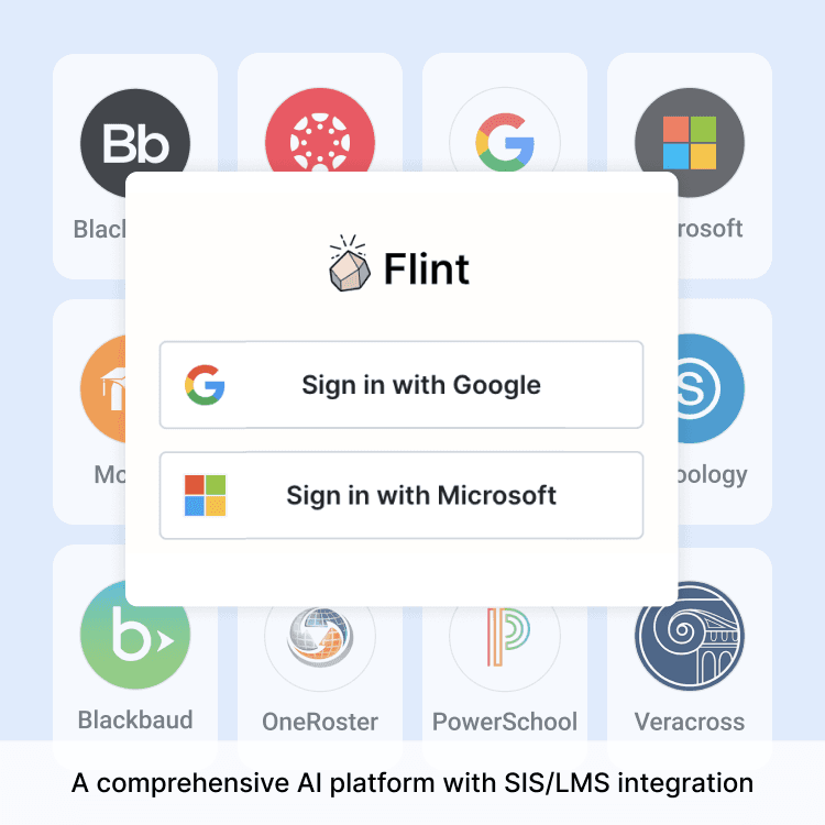 An image of Flint's SSO. The platform has SIS/LMS integration.