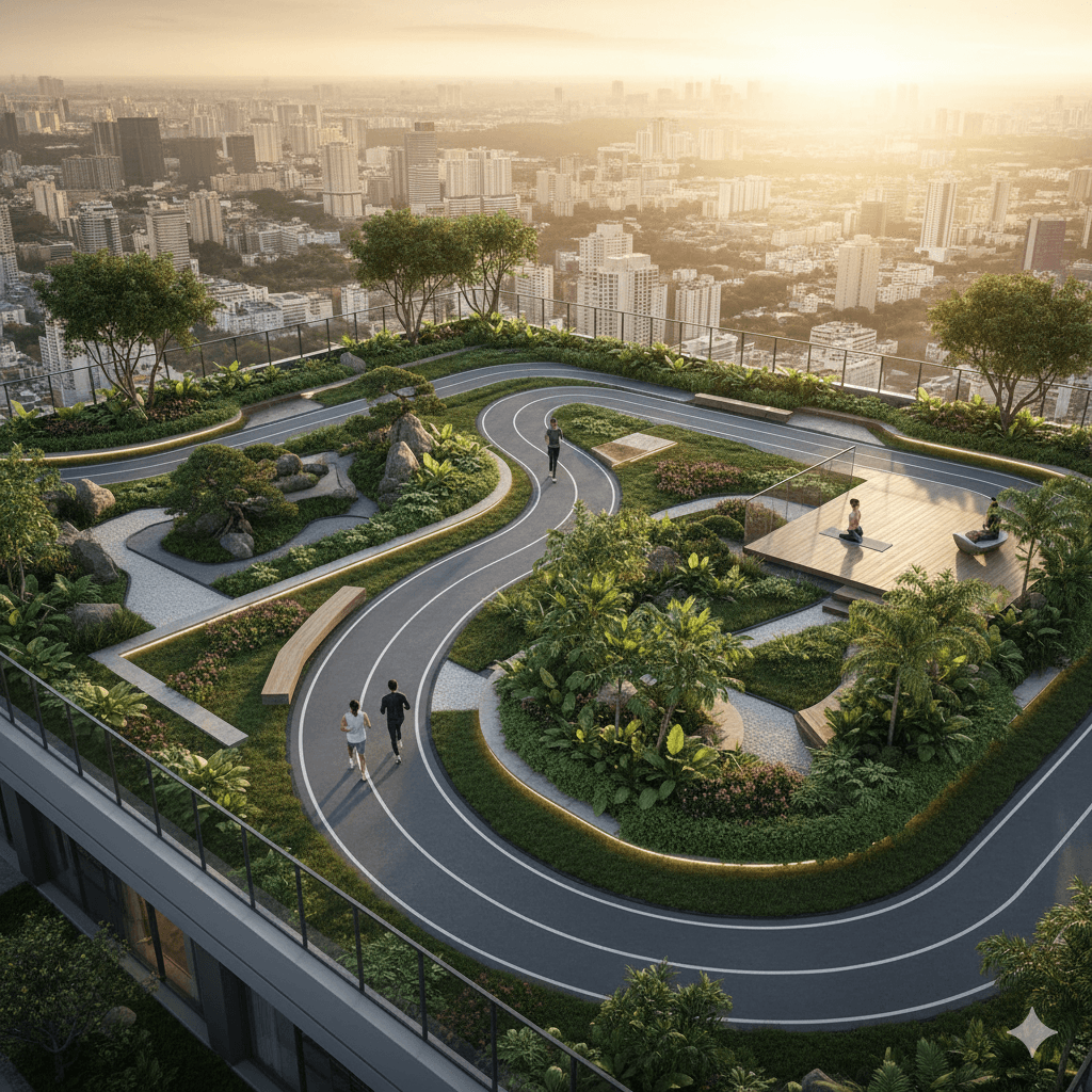 M3M The Address Noida: Lush rooftop sky garden and jogging track