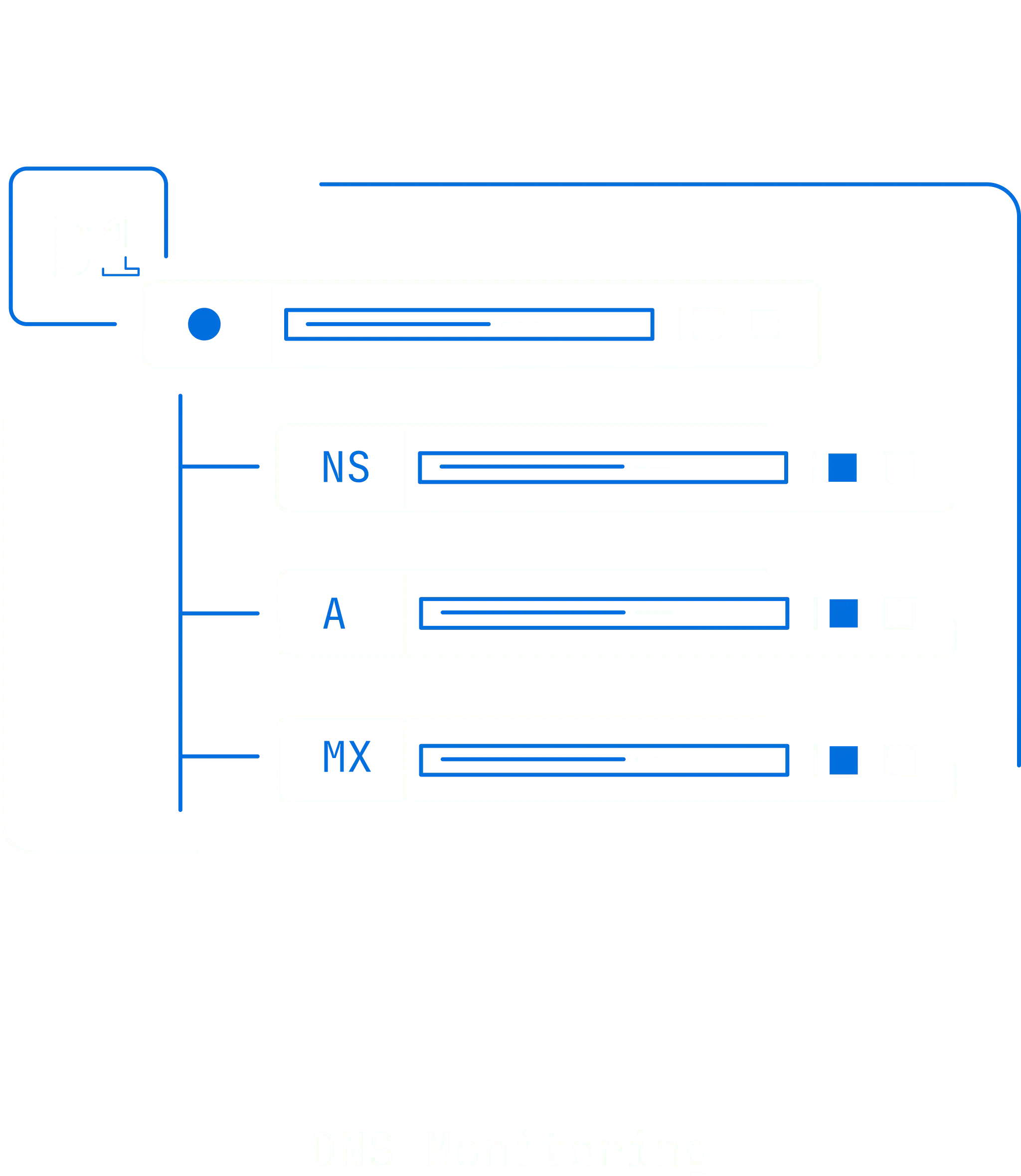 Support illustration for Console9's solutions, title "DNS Monitoring"