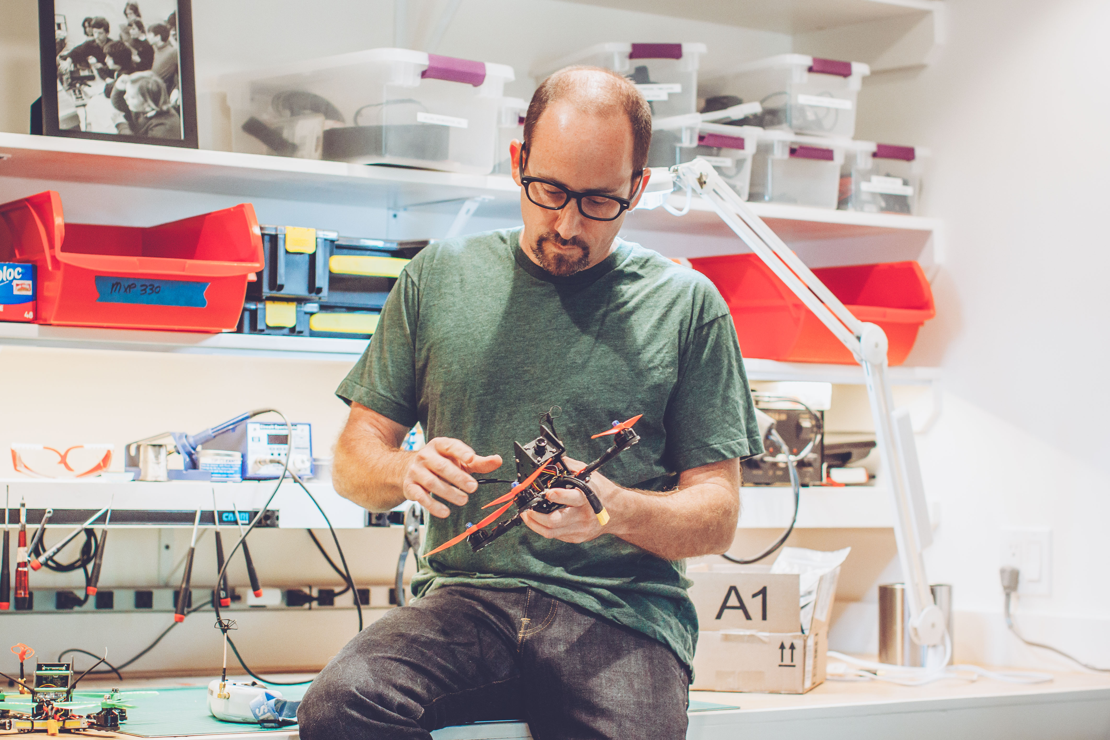 Pete Mauro holding FPV Drone