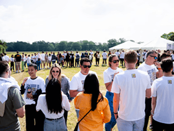 Venue entrance with Regency Grove anniversary signage