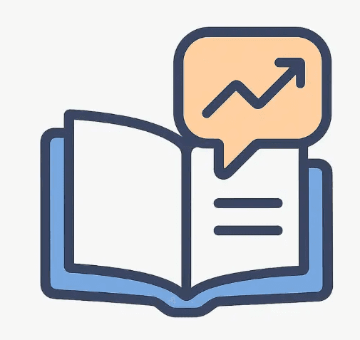 Icône flat design illustrant le secteur Éducation et Formation avec un livre ouvert et un symbole de progression IA