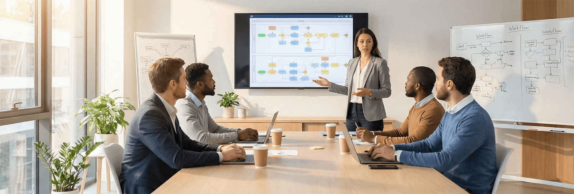 Woman presenting workflow to a team - How to Use Kling AI for Videos