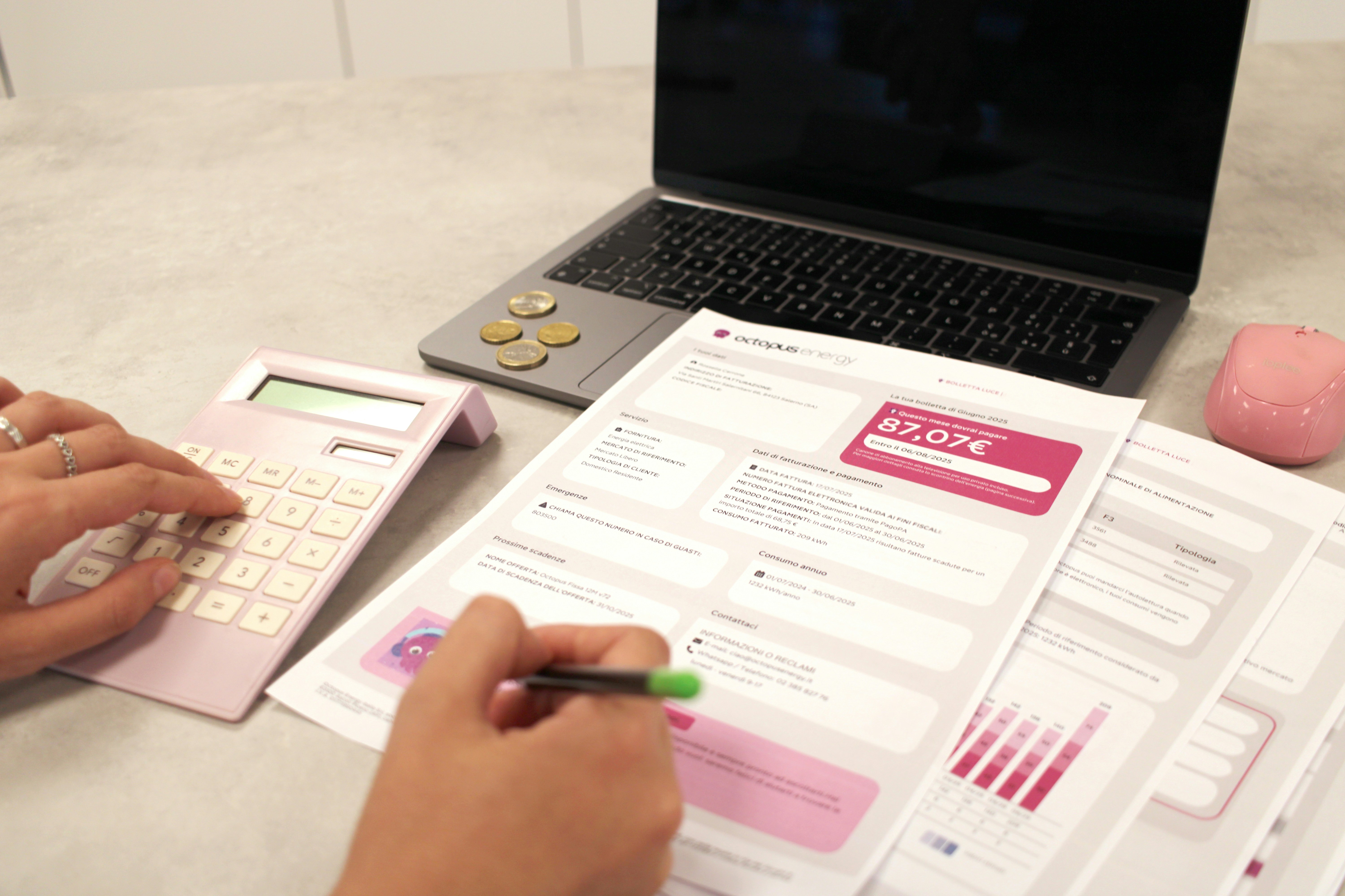 Someone is calculating their finances with accounting ledger.