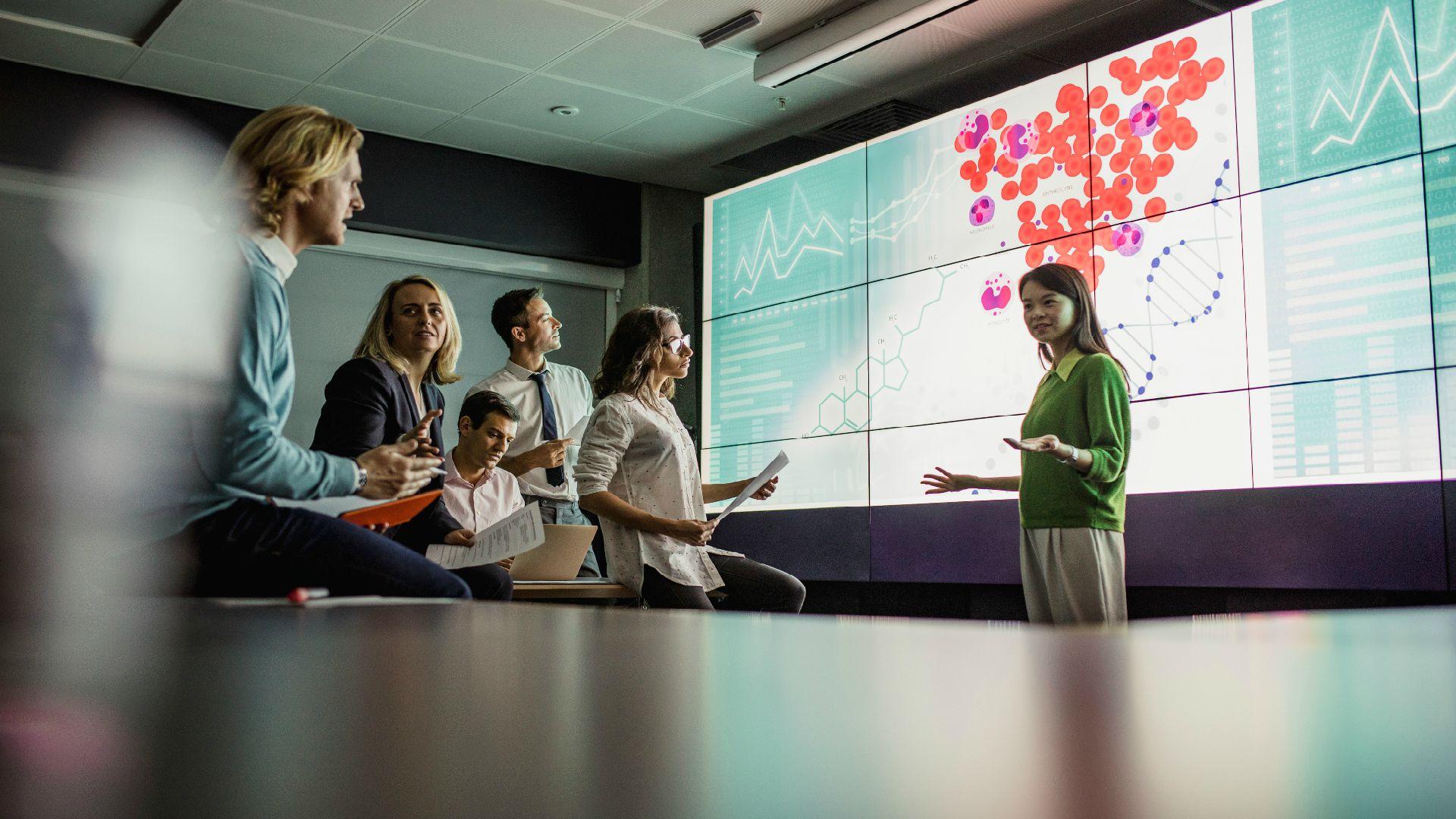 Team collaborating around a table