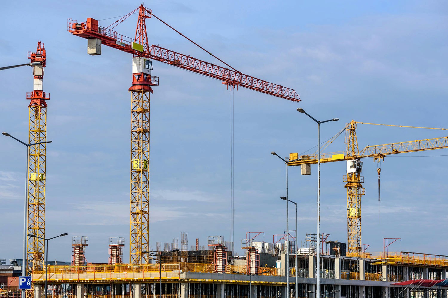 Cranes in a construction site