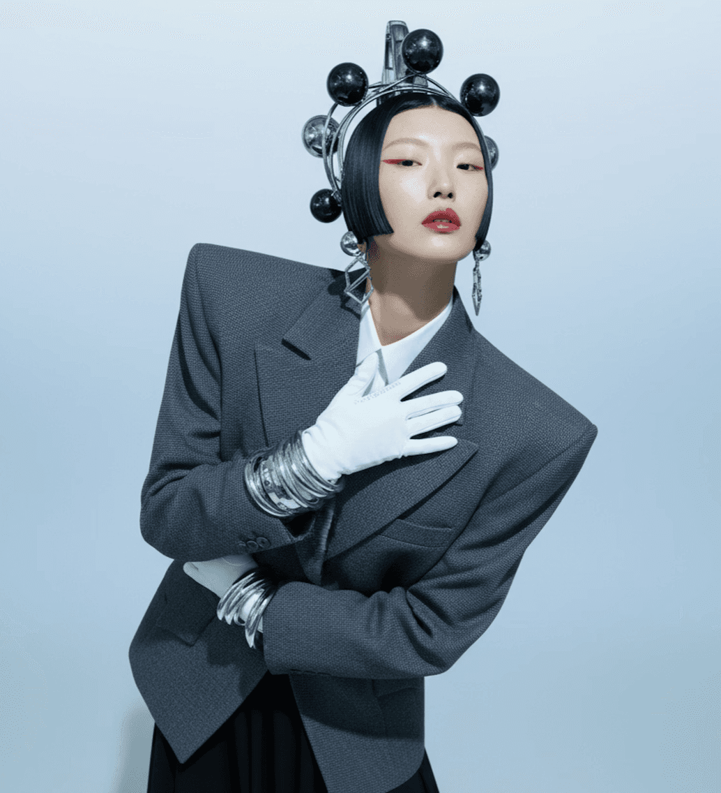 Lady posing with arm tucked