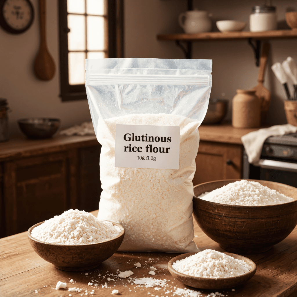 product photography of a bag of glutinous rice flour