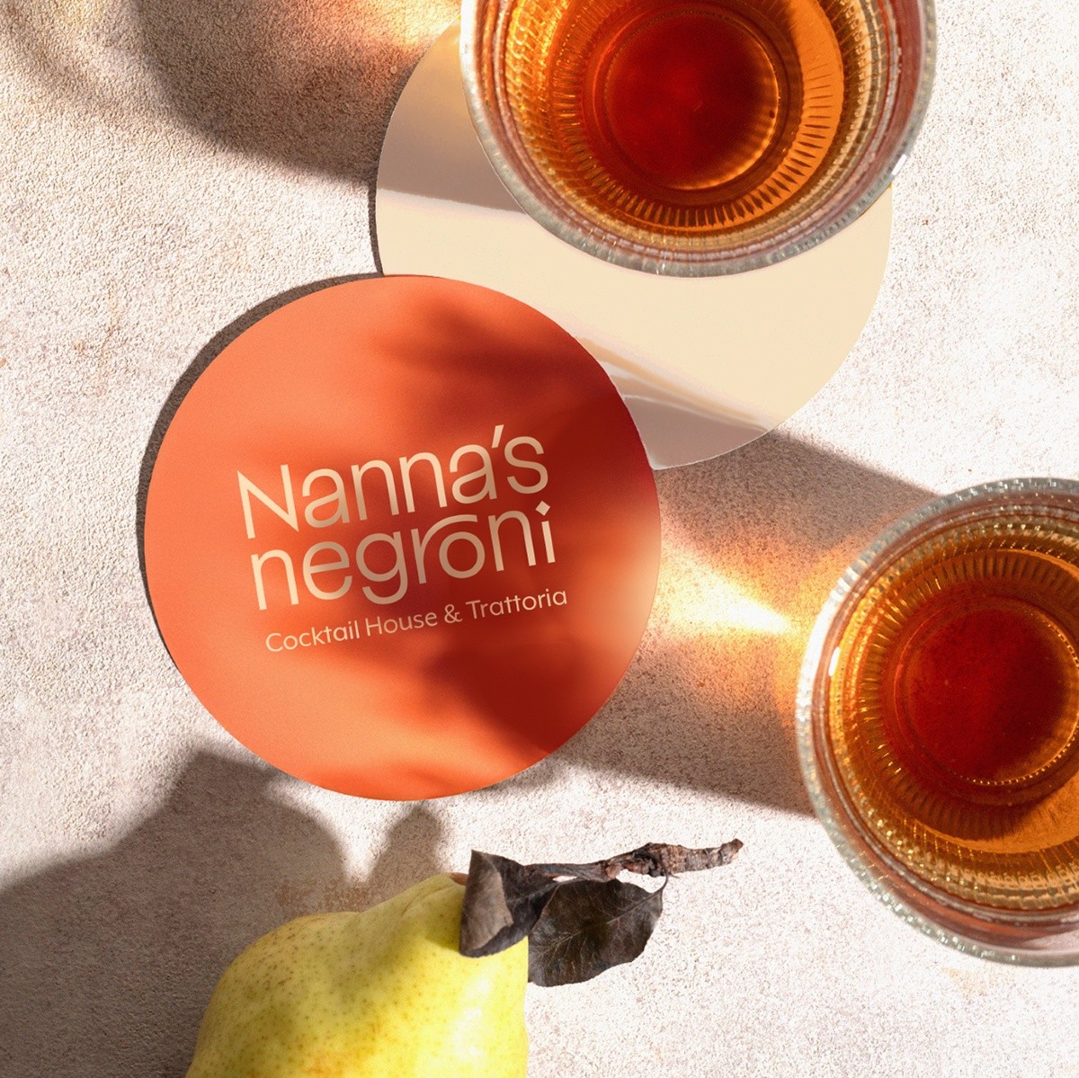 Coaster design for Nanna's Negroni designed by Rare Ideas.