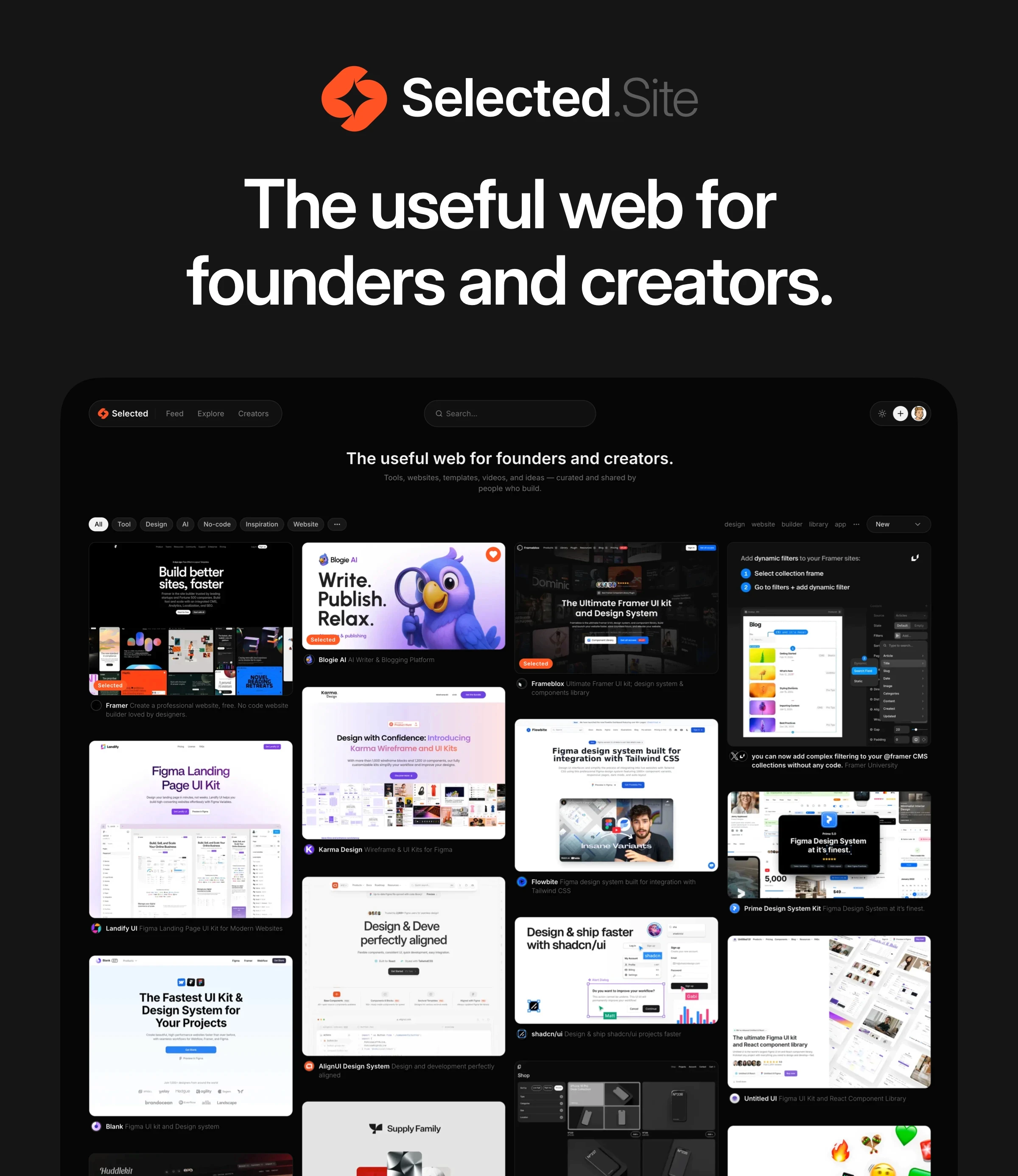 Selected.Site - Tools, websites, templates, videos, and ideas — curated and shared by people who build.