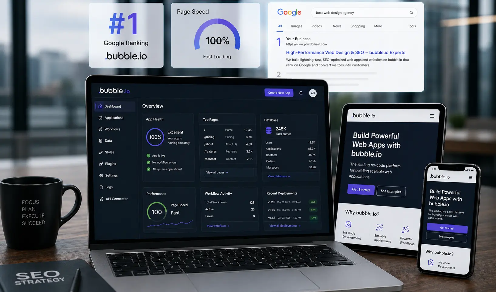 Bubble.io SEO analytics dashboard