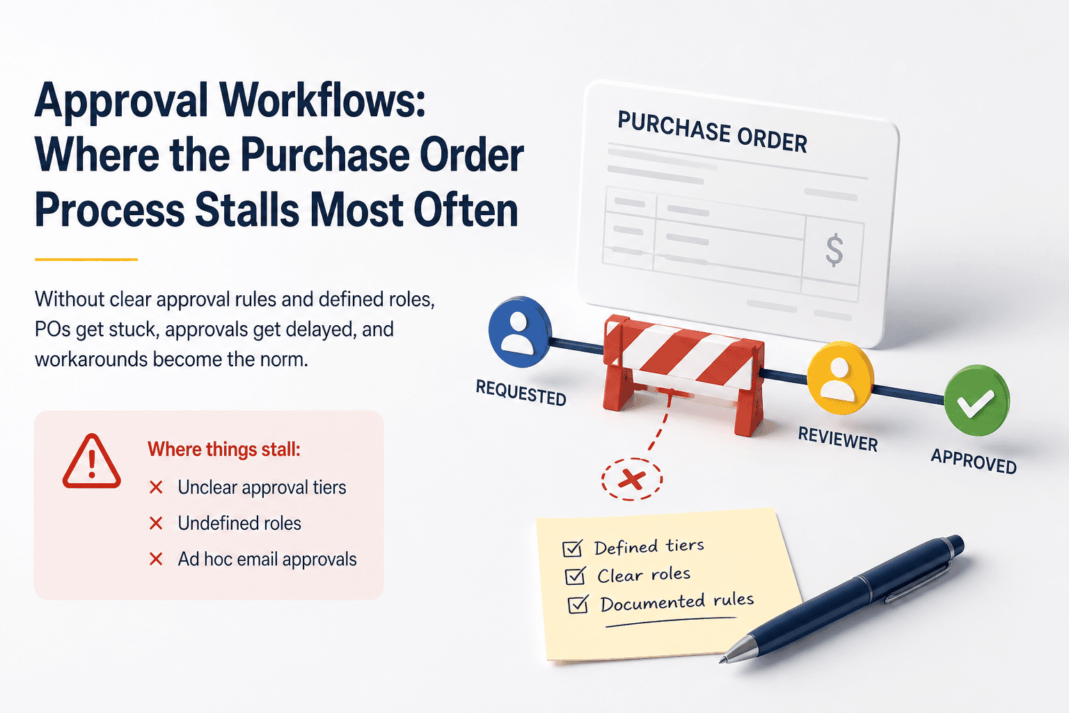 Illustration for Approval Workflows: Where the Purchase Order Process Stalls Most Often
