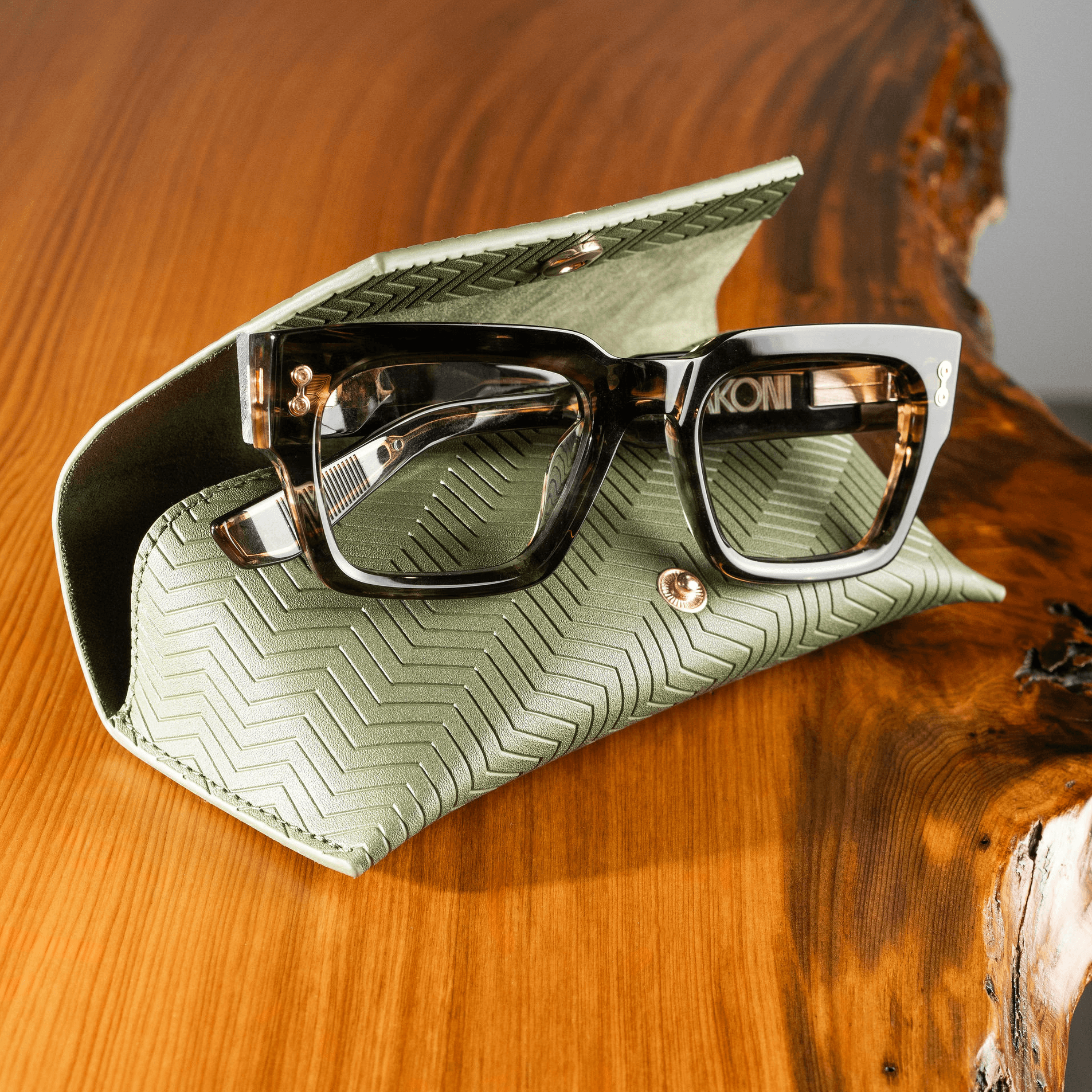 Glasses sittting on glasses case