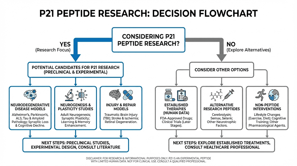 P21 peptide research suitability guide for different researcher profiles