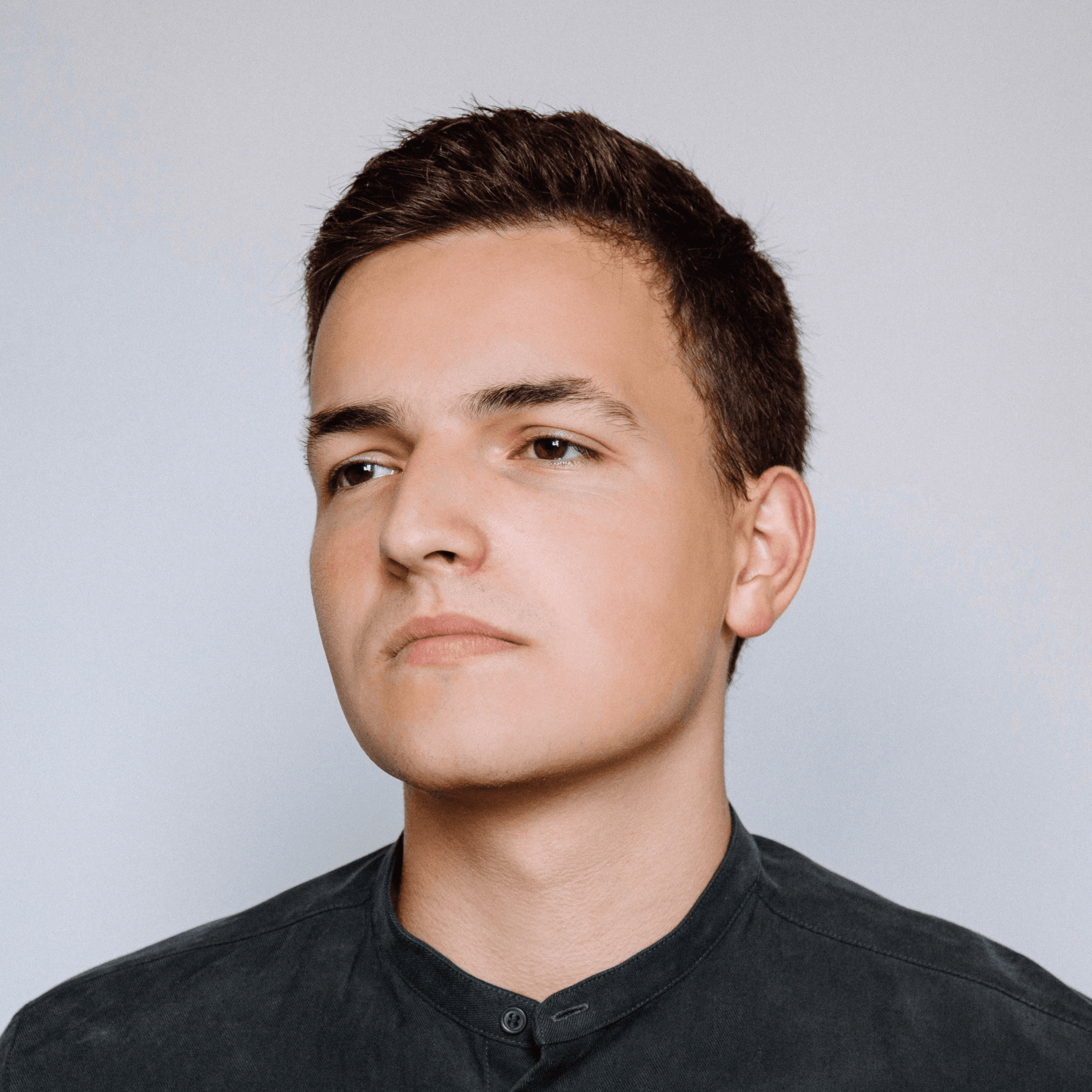 man in black button-up shirt