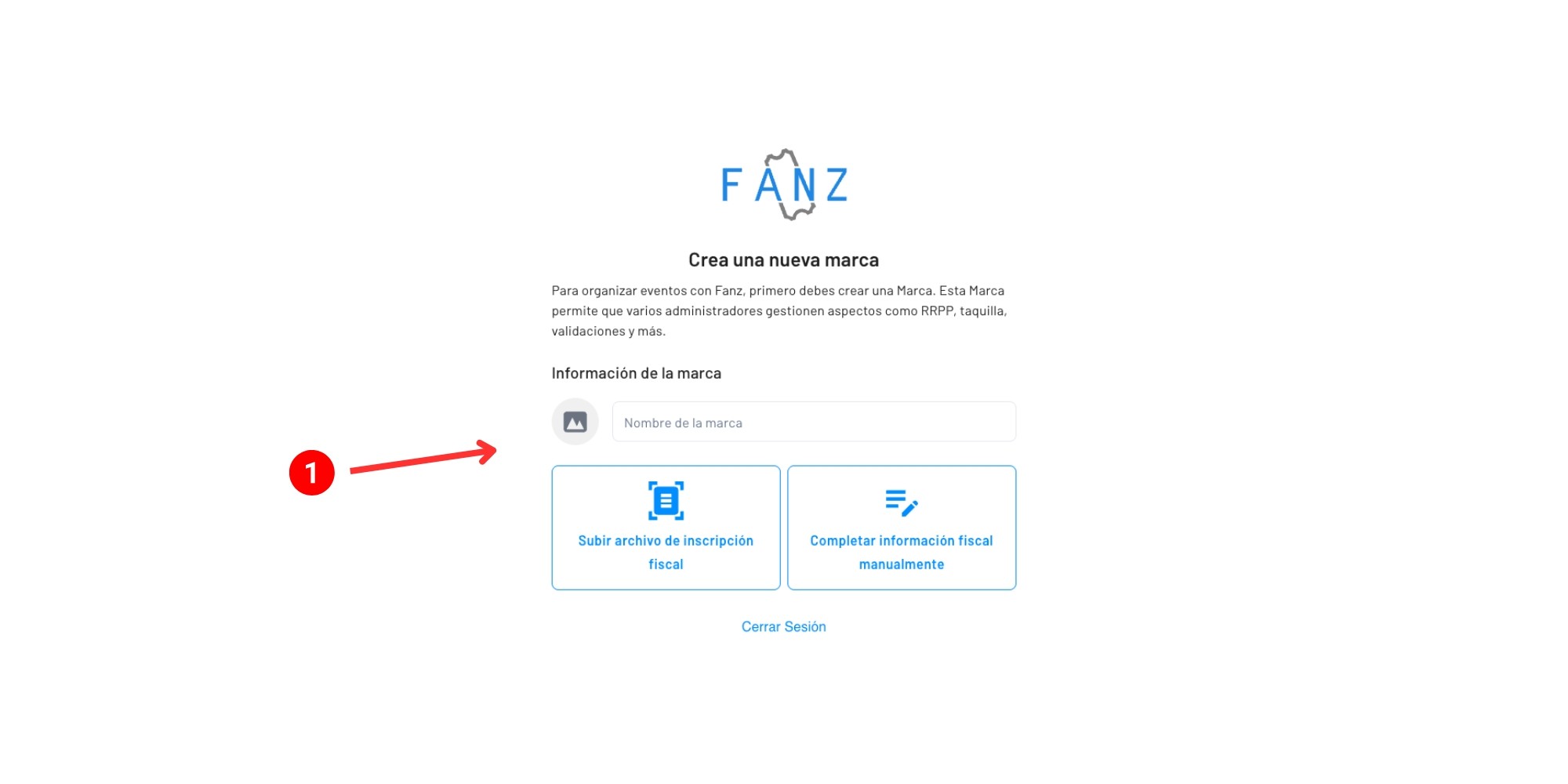 IMAGEN DEL FORMULARIO DE CREACIÓN DE MARCA