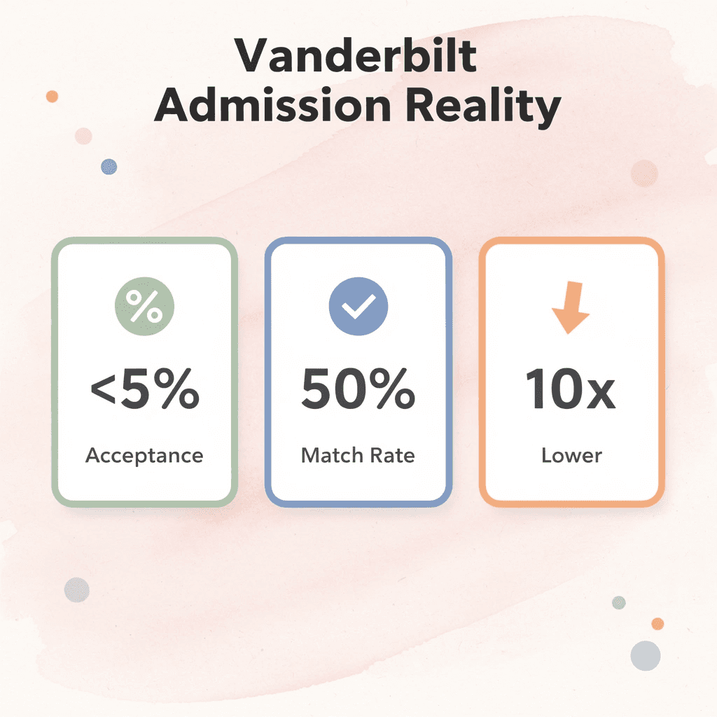 Statistics showing Vanderbilt's low acceptance rate compared to match schools